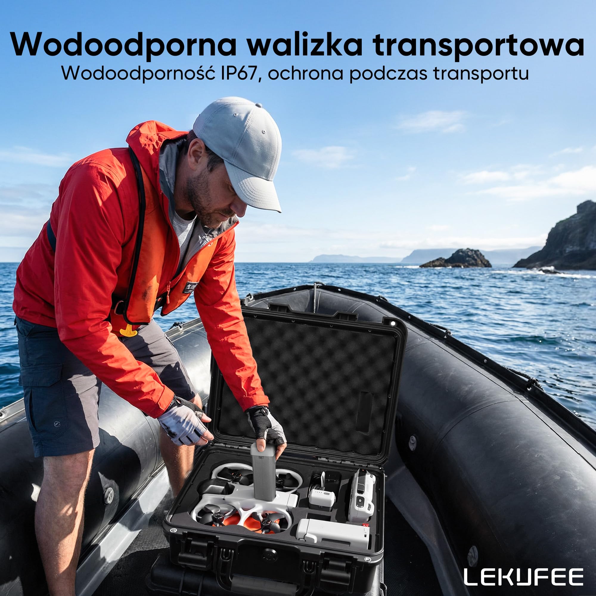 Lekufee Wodoodporna Twarda Walizka Transportowa do drona DJI Avata 360, Fly More Combo (RC 2), DJI RC 2 / N3 / N2, baterii (5 szt.), huba ładującego oraz innych akcesoriów (tylko etui)
