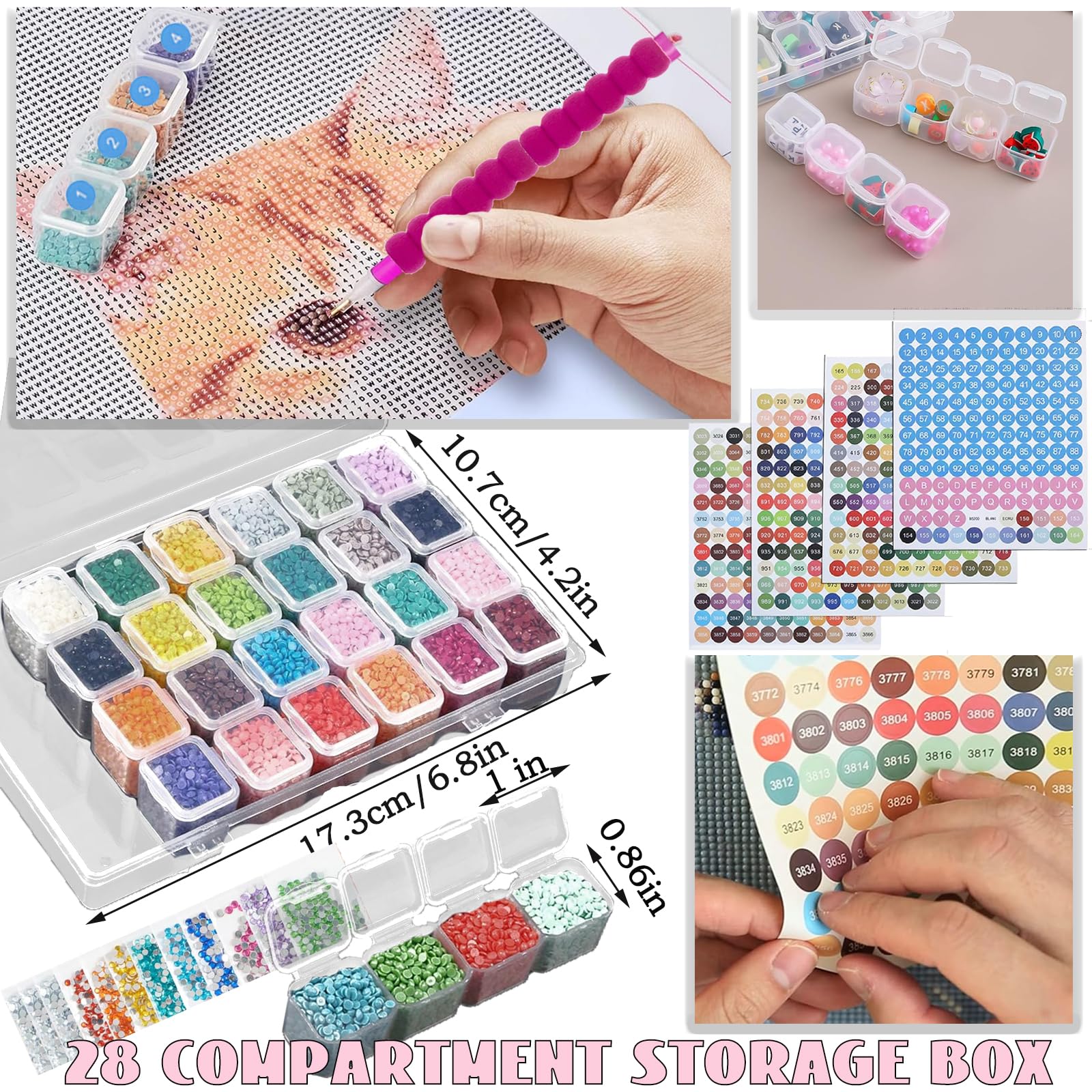 161pcs All-Inclusive Strumenti di Pittura Diamante Fai da Te 5D Diamond Painting Tool Set Diamond Art Accessori Kit con A4 Diamond Painting Light Pad, Diamond Art Sealer Colla per DIY Craft