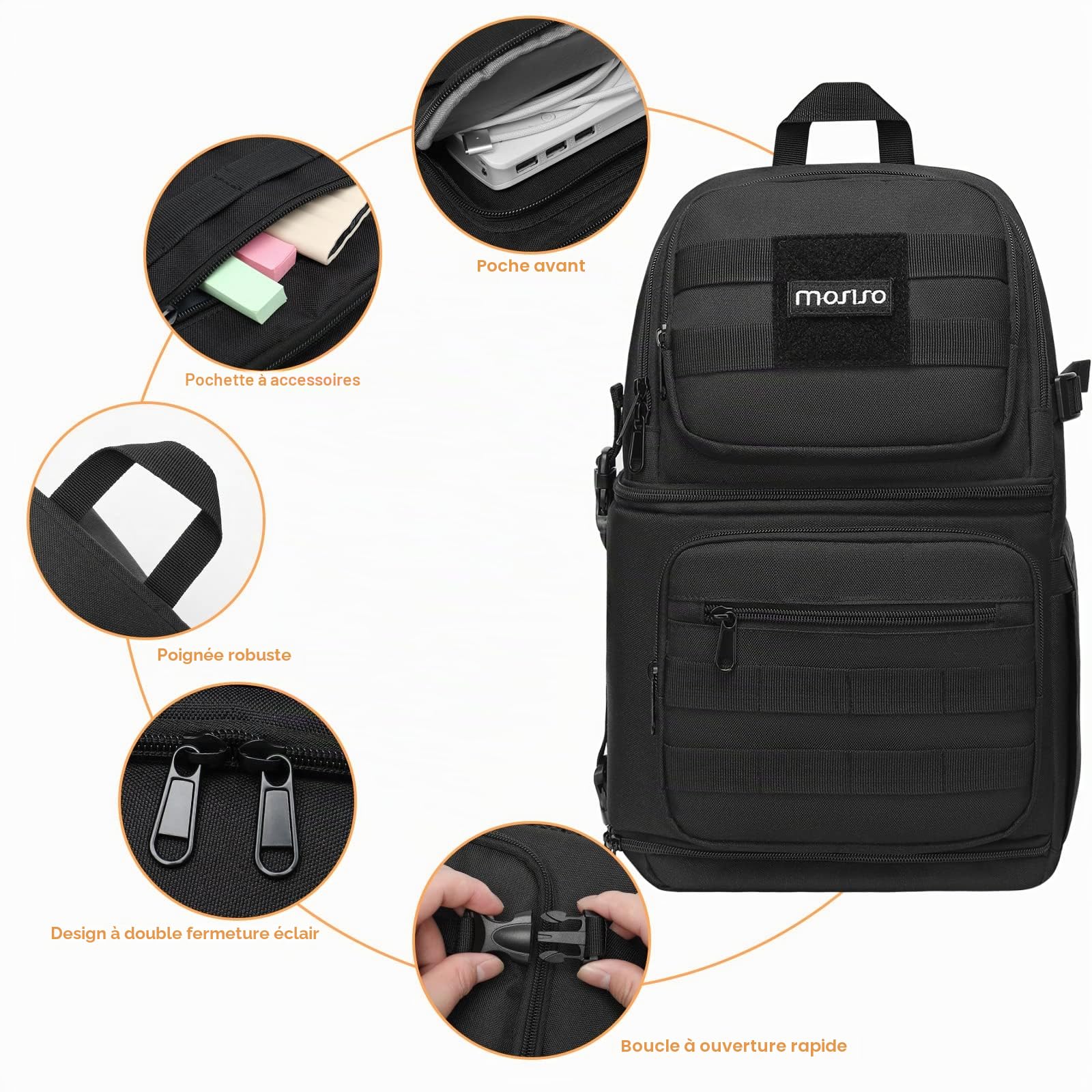 MOSISO Caméra Sling Sac Compatible avec Canon/Nikon/Sony/Fuji,Noir