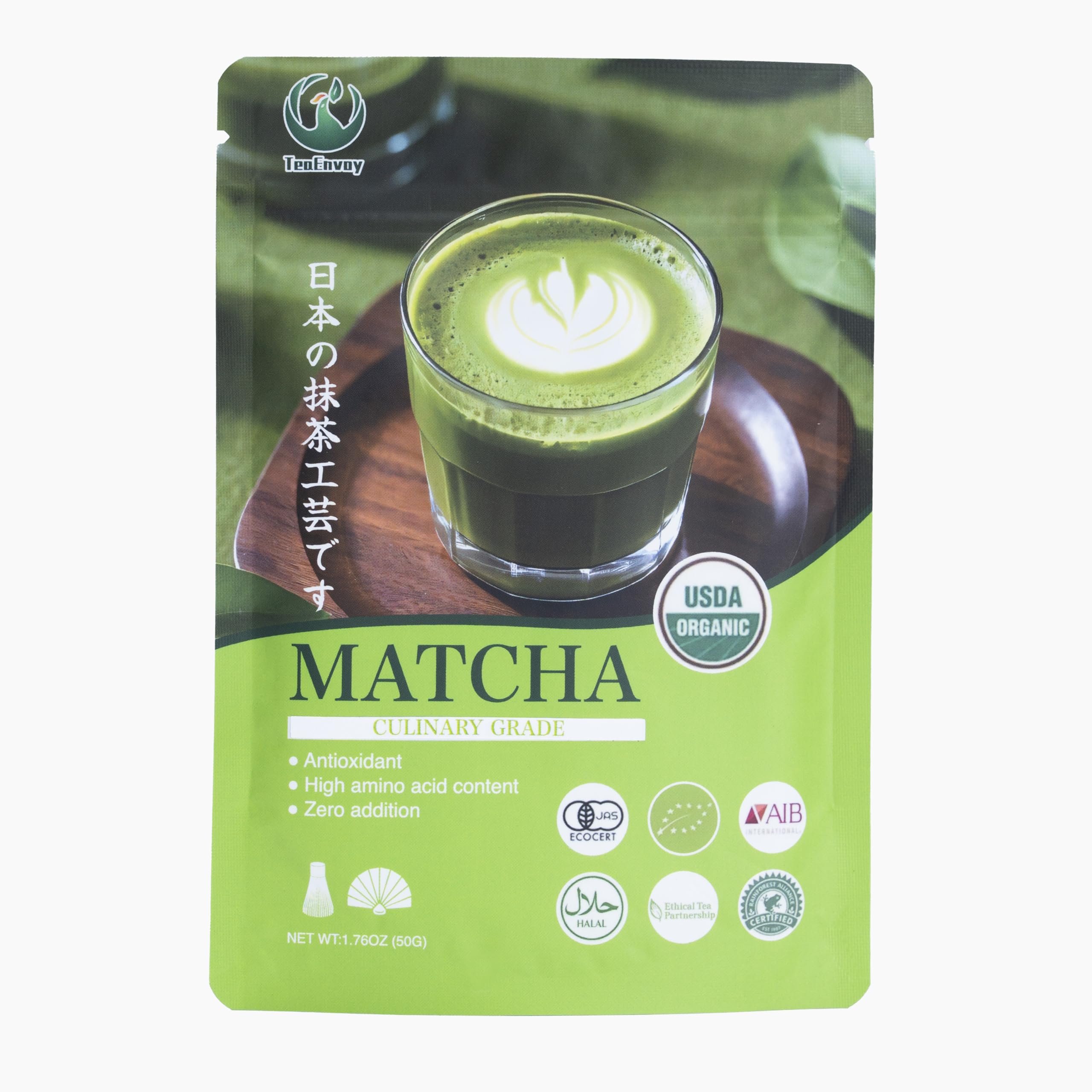 TEAENVOY Matcha Organic Culinary Grade - Sugar-Free Daily Matcha Green Tea Powder USDA AIB Certified - Matcha for