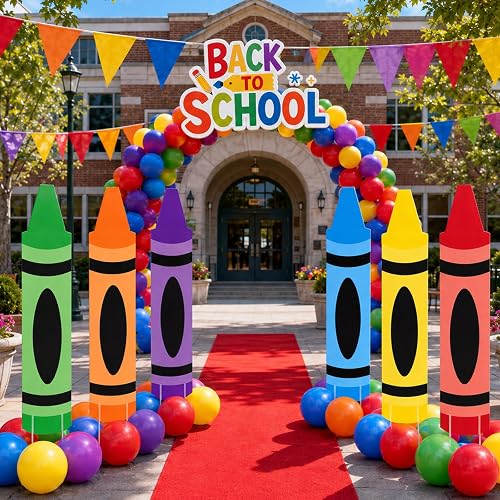 6Pcs Back to School Crayon Yard Signs Large Crayon Yard Deco