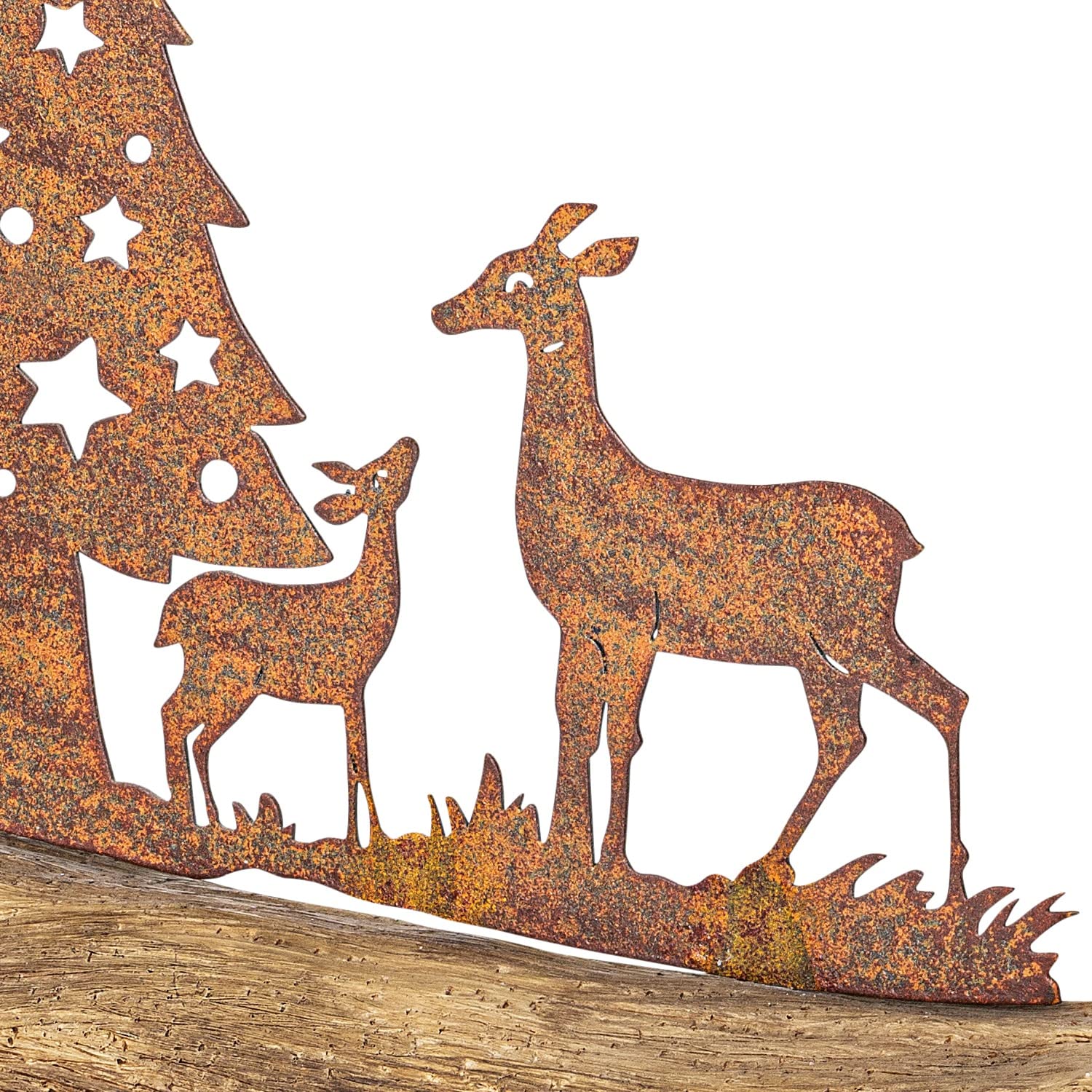 Weltbild Gartendeko Rost Wurzel Märchenwald - Weihnachtliche Waldtiere Figuren Rost Deko für Garten | Gartendeko Figuren Hirsch Deko | Holz Deko & rostige Gartendeko als Balkon Deko Fensterbank Deko