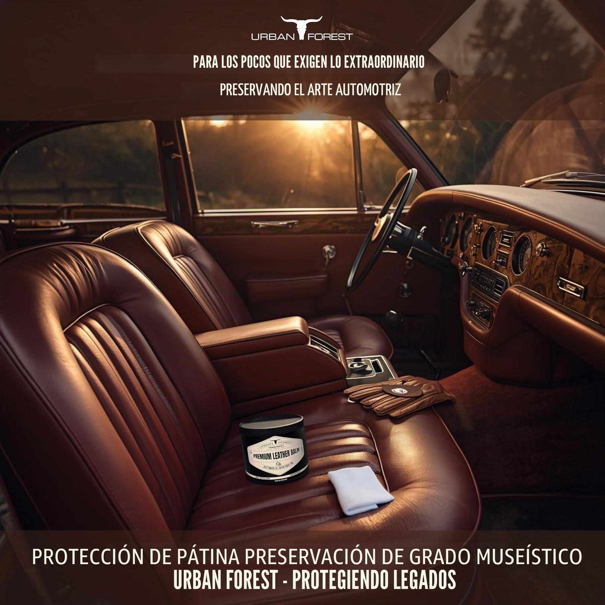 Cuidado del Cuero incoloro para Coche Muebles Chaquetas Bolsos sofá Zapatos sillín Cuero BÁLSAMO de URBAN FOREST con Aceite de Cera de Abejas y Aguacate, tamaño: 500ml