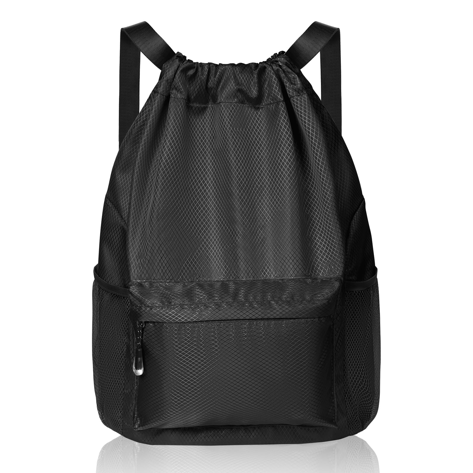 flintronic Rucksack mit Kordelzug, Gymsack, Große Kapazität Kordelzug Sporttasche, Gymsack Wasserfest Sporttasche, Turntasche mit Wasserflaschen-Netztaschen, für Erwachsener Jugend