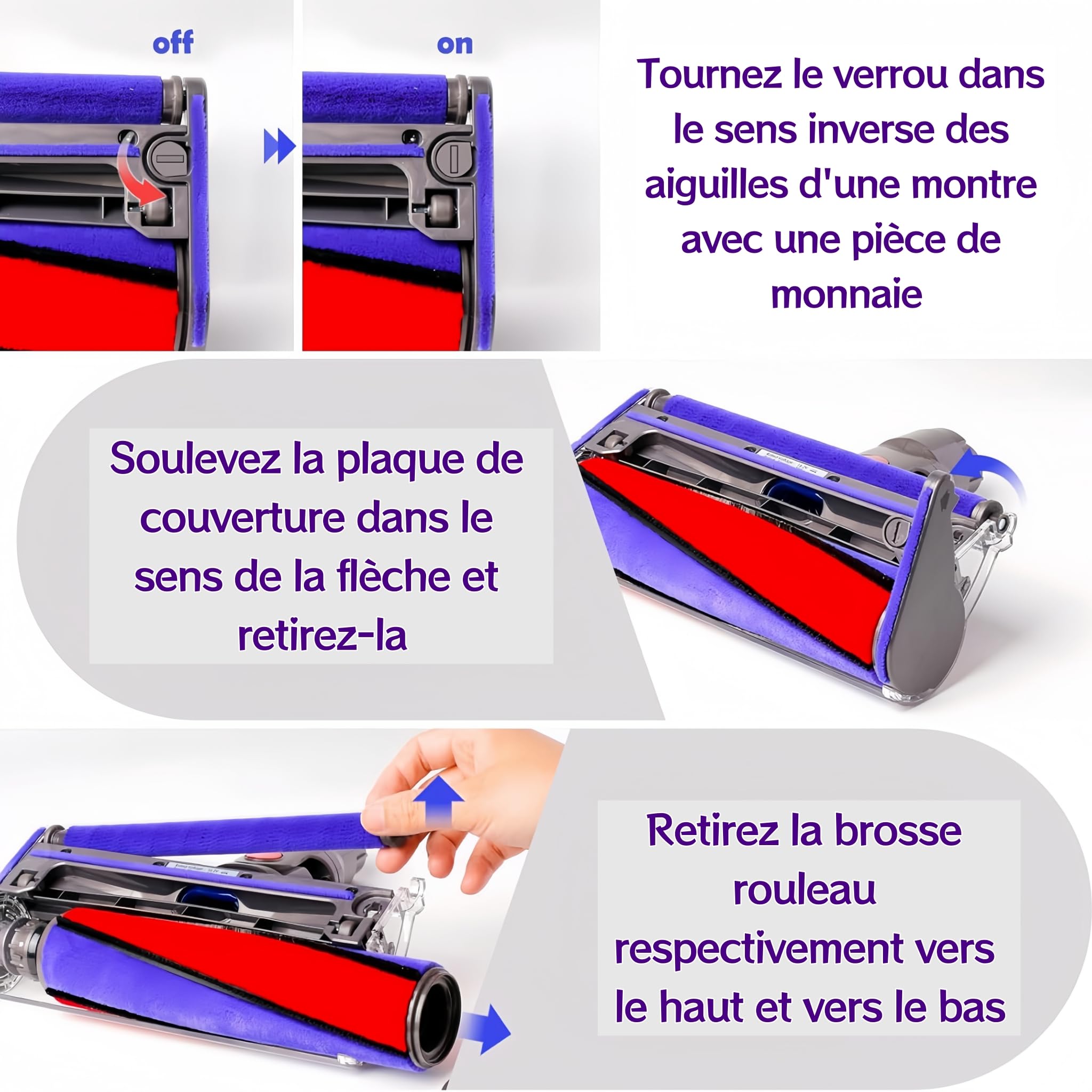 Brosse à Rouleau Souple pour Aspirateur Dyson V7 V8 V10 V11 V15, Tête de Nettoyeur Motorisée de Remplacement pour Sols Durs Parquet, Accessoire Embout Brosse SV10 SV11 SV12 SV14 SV15