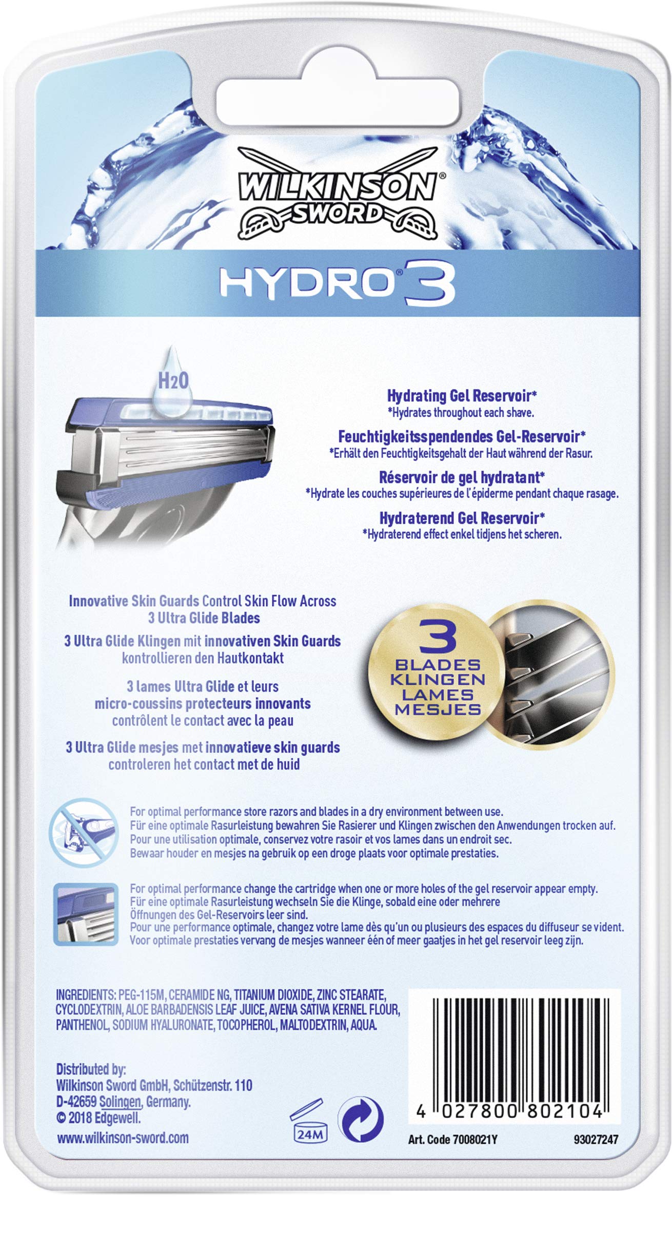 Wilkinson Sword Hydro – Maquinilla de afeitar con 8 recambios