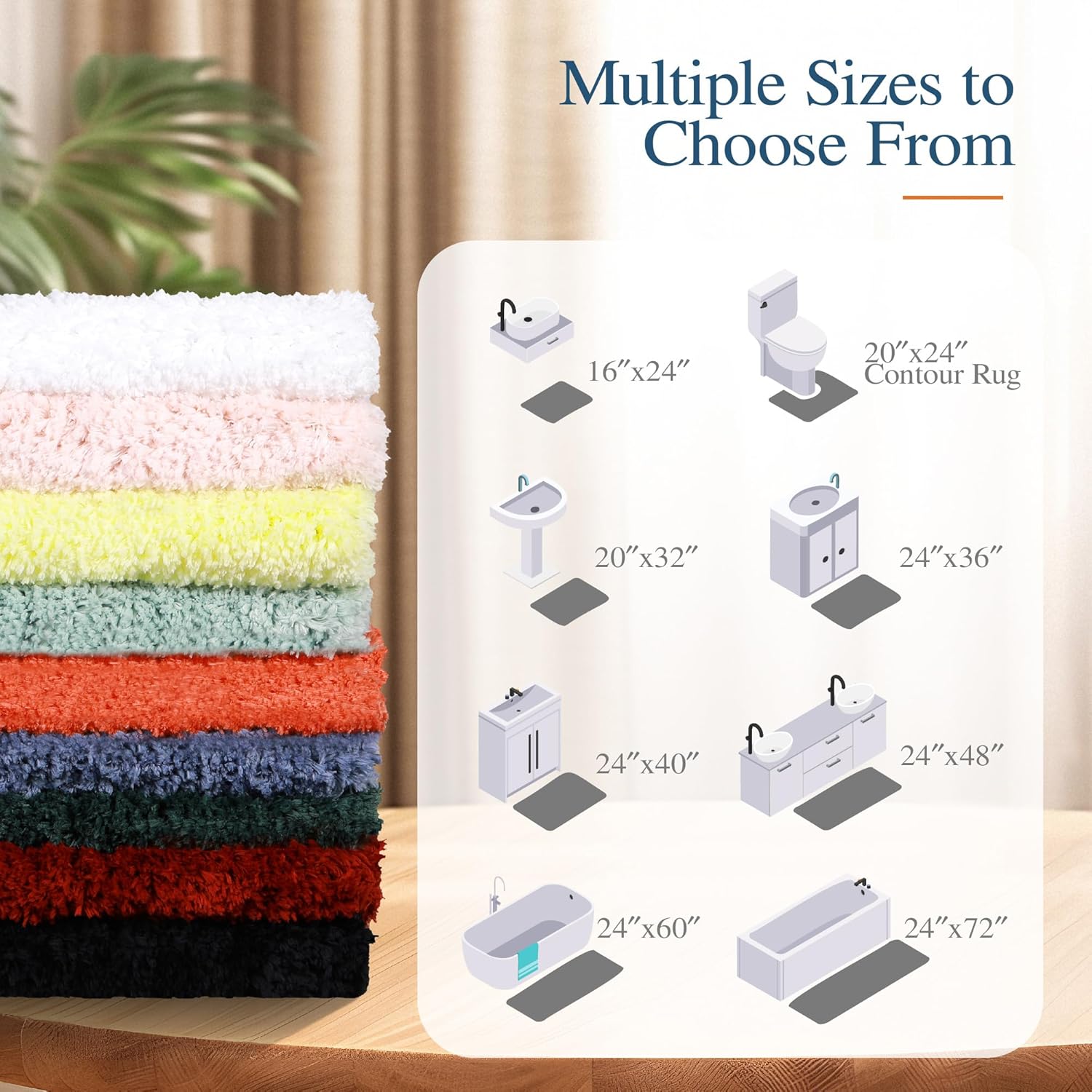 Walensee Bathroom Contour Rug (20x24, Beige) Non Slip Bath Mat Water Absorbent Soft Microfiber Shaggy Bathroom Mat Machine Washable Bath Rug U Shape Toilet Rug - Image 8