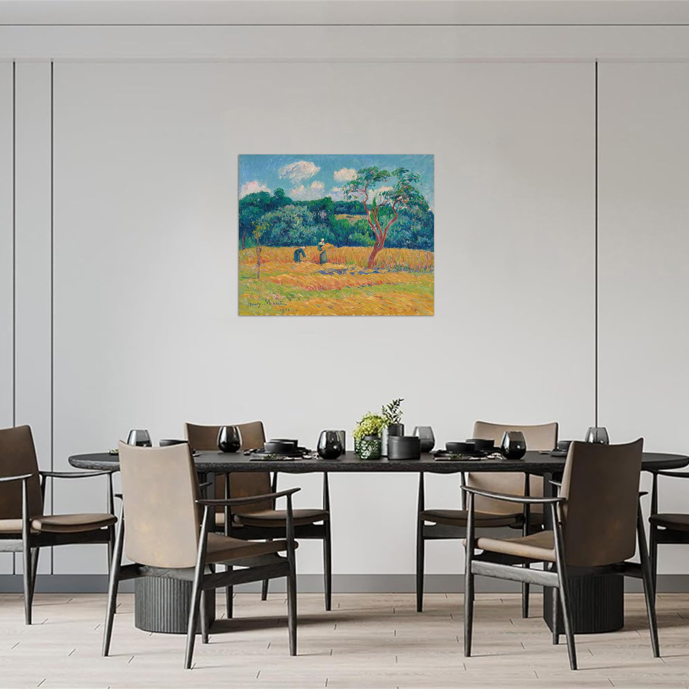 SDYSKKUG Henry Moret Bild Druck auf Leinwand. Berühmte Gemälde. Weizen. Moderne Leinwandbilder für Wohnzimmer. Reproduktion 72x60cm Ungerahmt