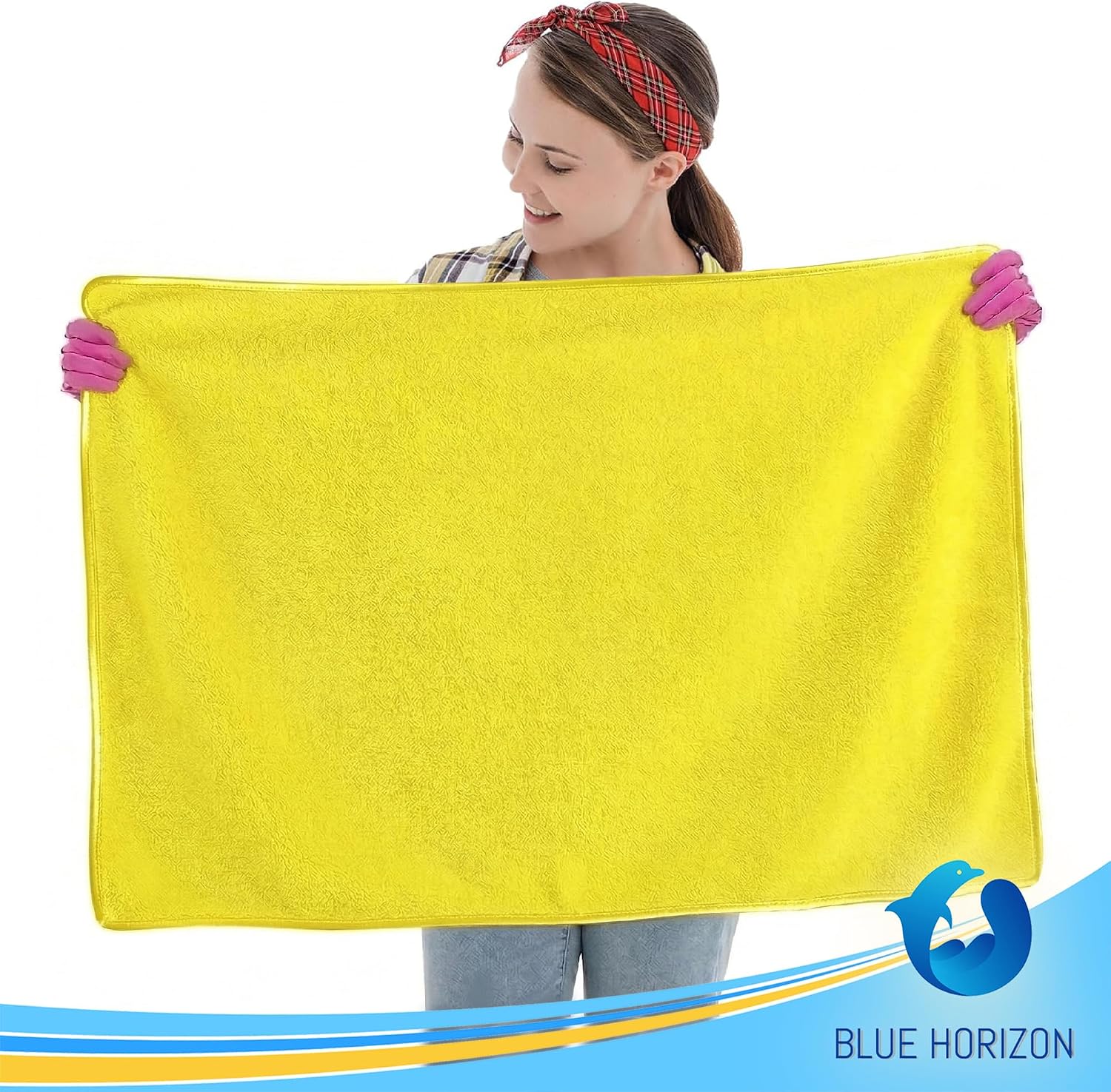 Blue Horizon Microfiber Cleaning Towel – Extra Large Microfiber Washcloth Drying Towel Rag- Ultra Soft Long Plush Super Absorbent for Cleaning Drying Waxing Detailing (6-Pack, Size 36" x 25")