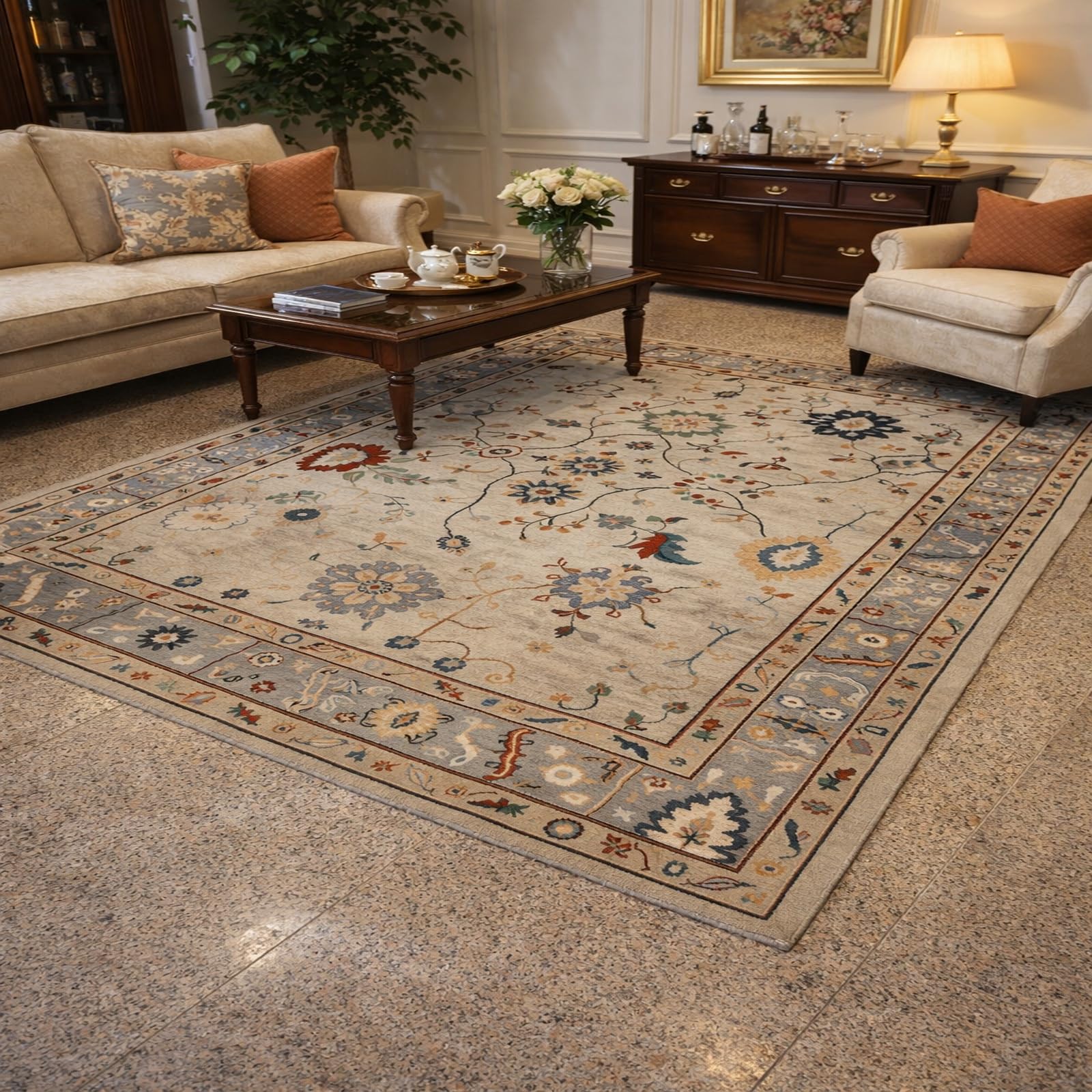 Alfombra de cocina floral abstracto Rururug para decorar una entrada moderna y limpia