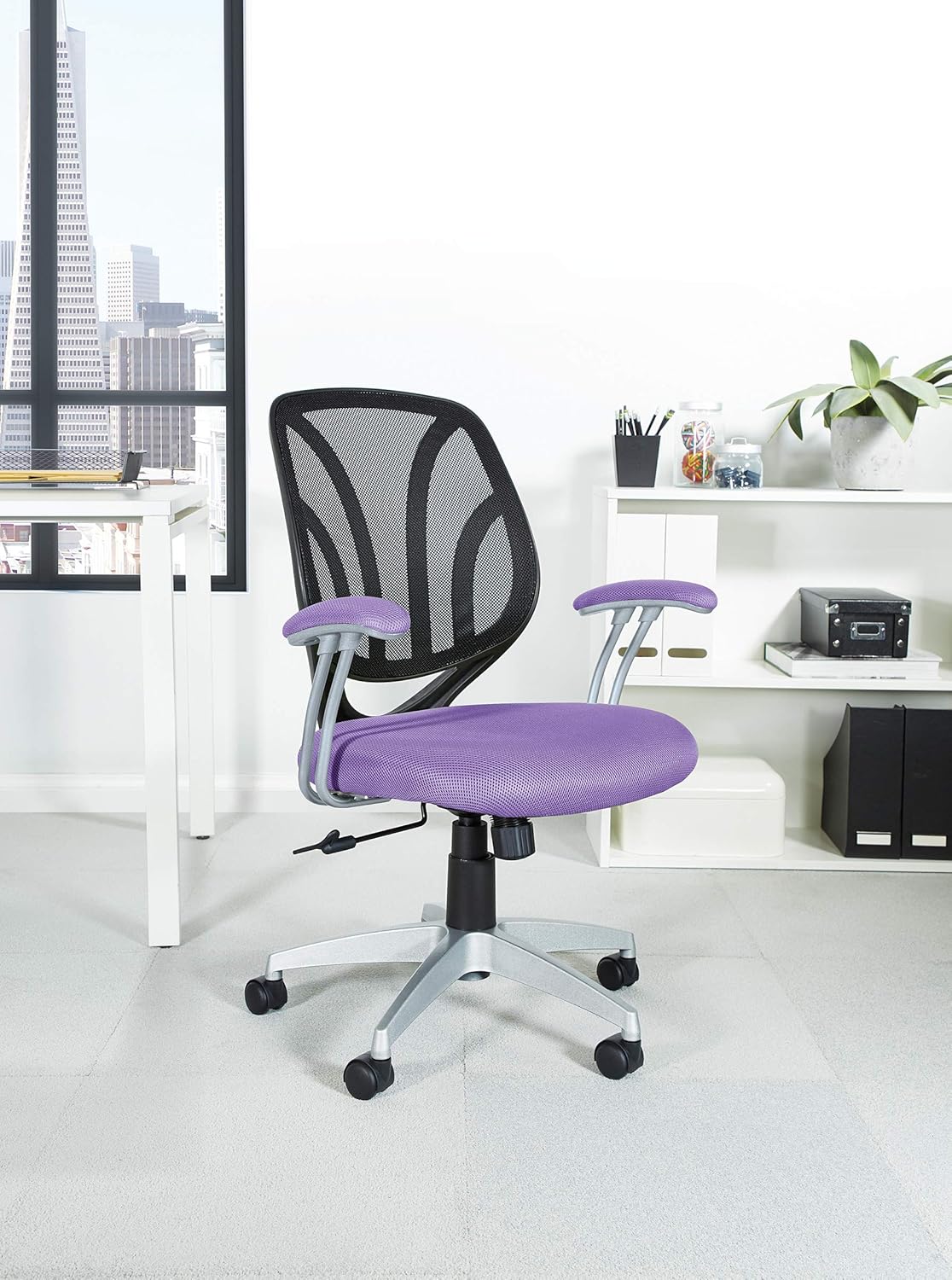 OSP Home Furnishings Screen Back Office Task Chair, Purple, EMH69203S-512