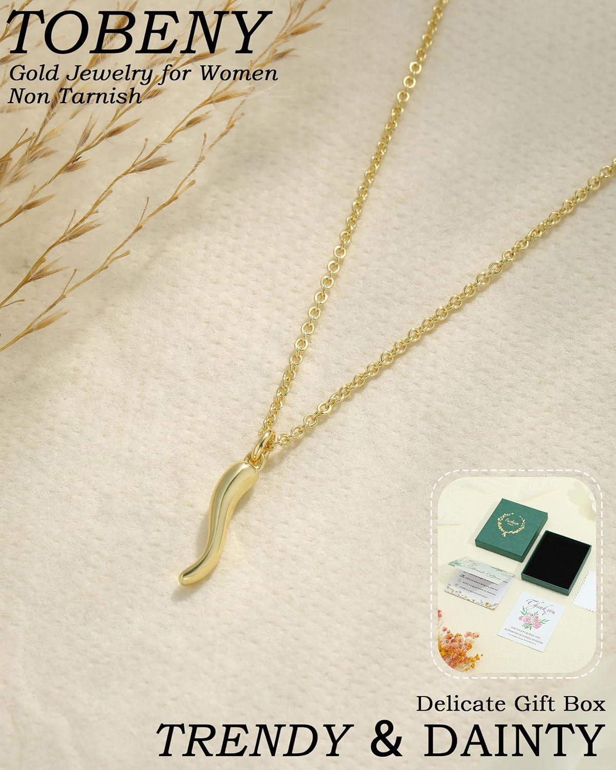 TOBENY Gold Necklace for Women Trendy 14K Gold Plated Dainty Bow Heart Cross Pendant Necklaces Cute Simple Pearl Diamond Paperclip Butterfly Italian Horn Choker Necklaces for Women Gift Jewelry - Image 4