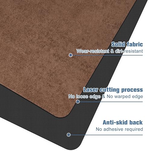 Miniatura 24 de Placoot Tapete para silla de oficina para suelos de madera, superficie de pana de 55 x 35 pulgadas, tapete para silla de computadora, tapete