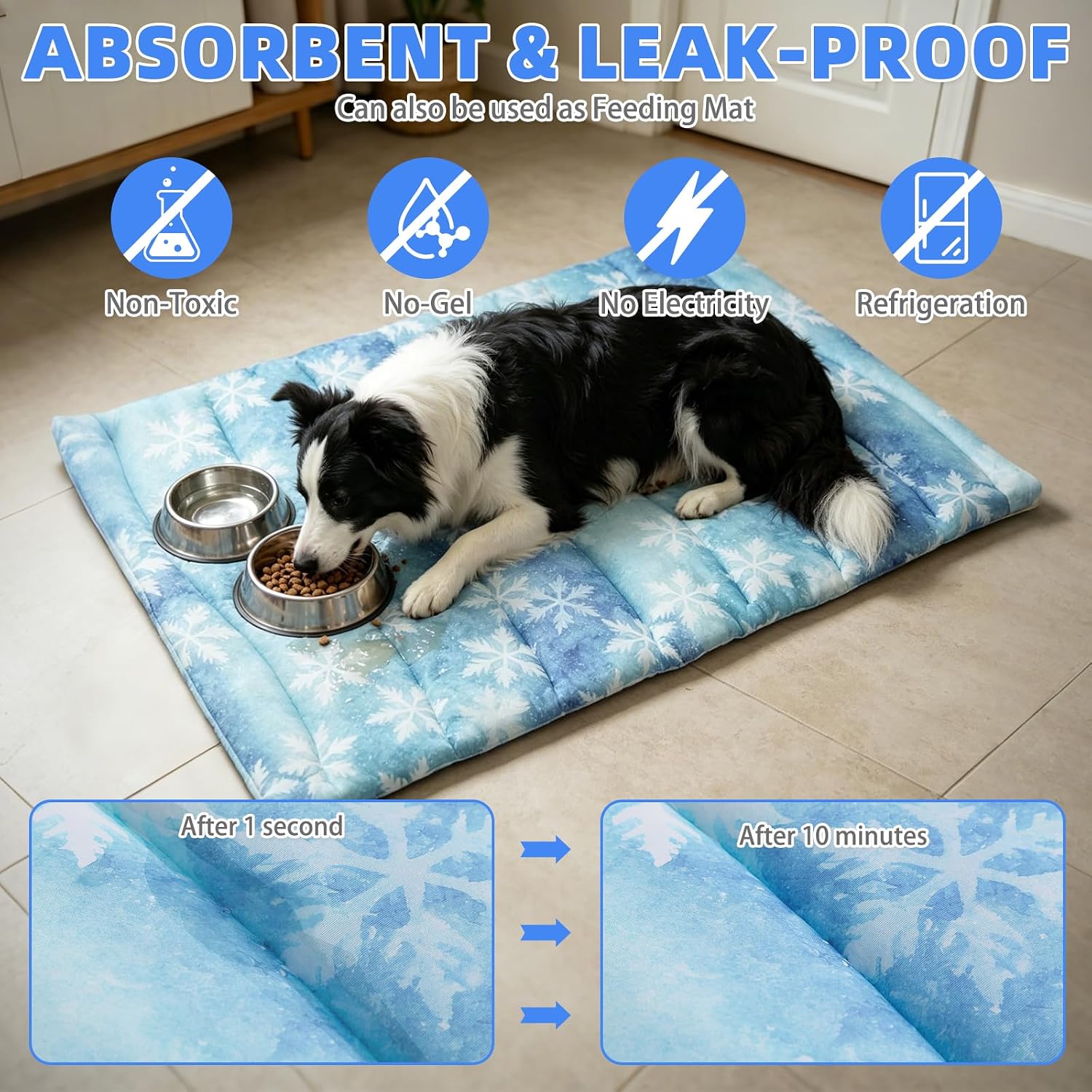 Dog Cooling Mat, Extra Thick Large Cooling Bed for Dogs and Cats Summer Indoor/Outdoor, 48"*28" Reversible Washable Pet Pad with Chill Cool Fiber, Non-Toxic Portable Blanket for Kennel, Blue