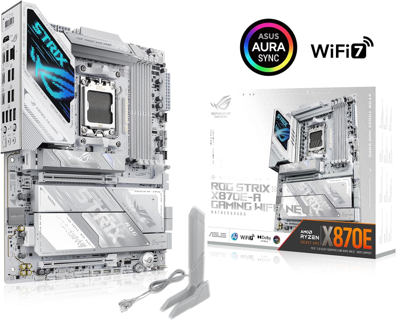 ASUS ROG Strix X870E-A Gaming WIFI7 NEO, AMD ATX Motherboard, 16+2+2 Power Stages, DDR5 Slots, Four M.2 Slots, PCIe? 5.0 with Full Support for Next-gen GPUs, WiFi 7, Dual USB4