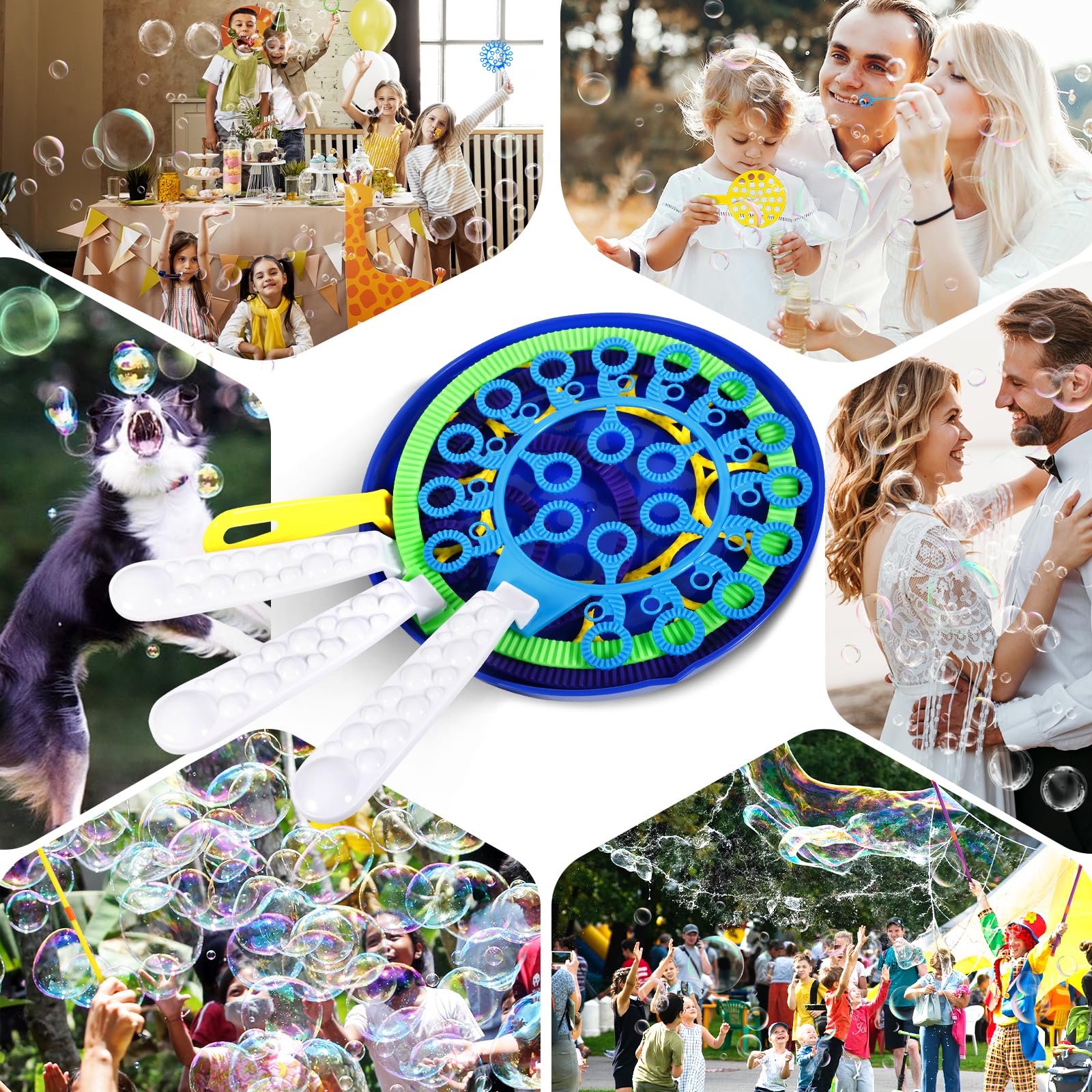Purpledi 29 Piezas Kit de Varita de Burbujas, Gigante Varita de Burbujas, Juego de Pompas de Jabón para Niños, Maquina de Burbujas para Juegos al Aire Libre en Interiores y Fiestas de Cumpleaños