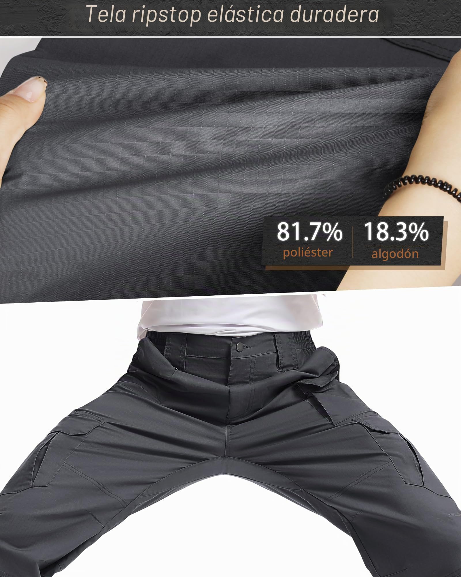 IGOLUMON Pantalones de Trabajo Hombre Pantalones Cargo Casuales con Multibolsillos Pantalón de Combate Táctico