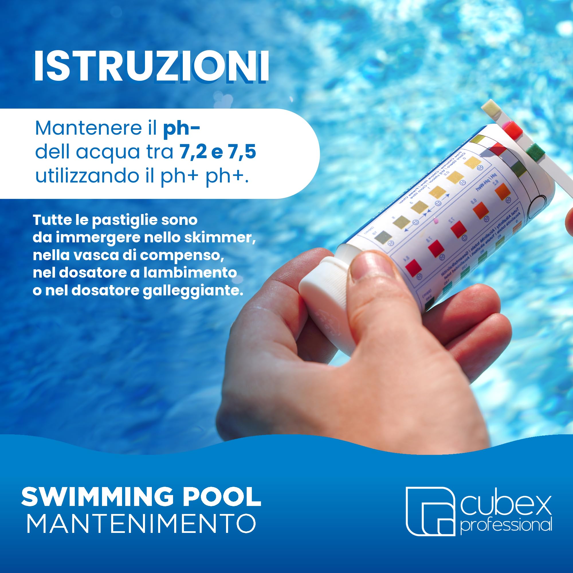 Cubex Professional ACL Multiplus 10 kg | 50 pastiglie da 200 g | Pastiglie cloro piscina multifunzione 6 azioni| Donatore di Cloro| Antialghe| Flocculante| Chiarificante| Stabilizzante| Igienizzante