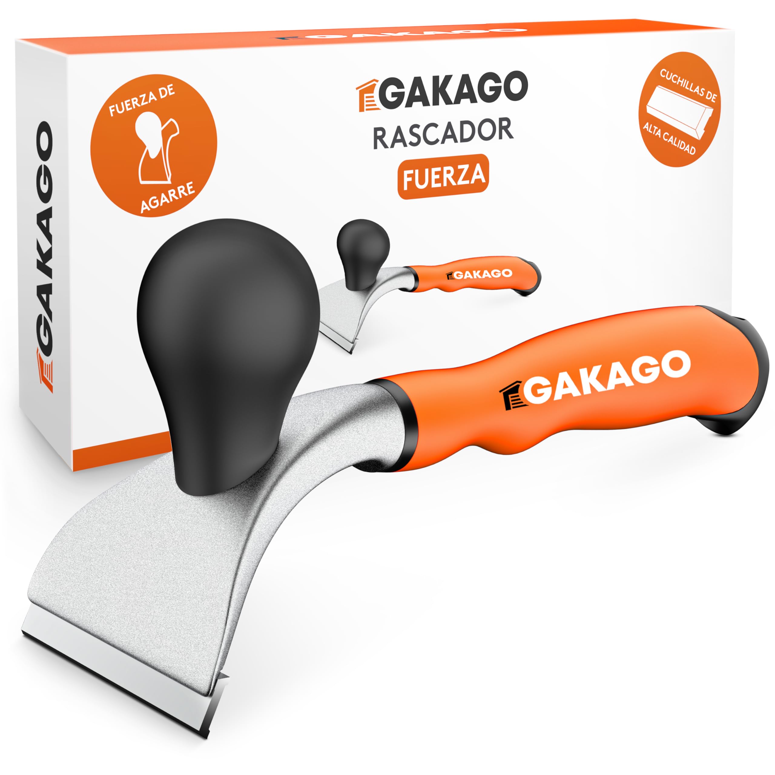 Gakago Rascador - Cuchilla raspadora de 65 mm de alta calidad fabricada con carburo de tungsteno duradero - Raspador universal ergonómico y antideslizante para madera, metal, hormigón o piedra