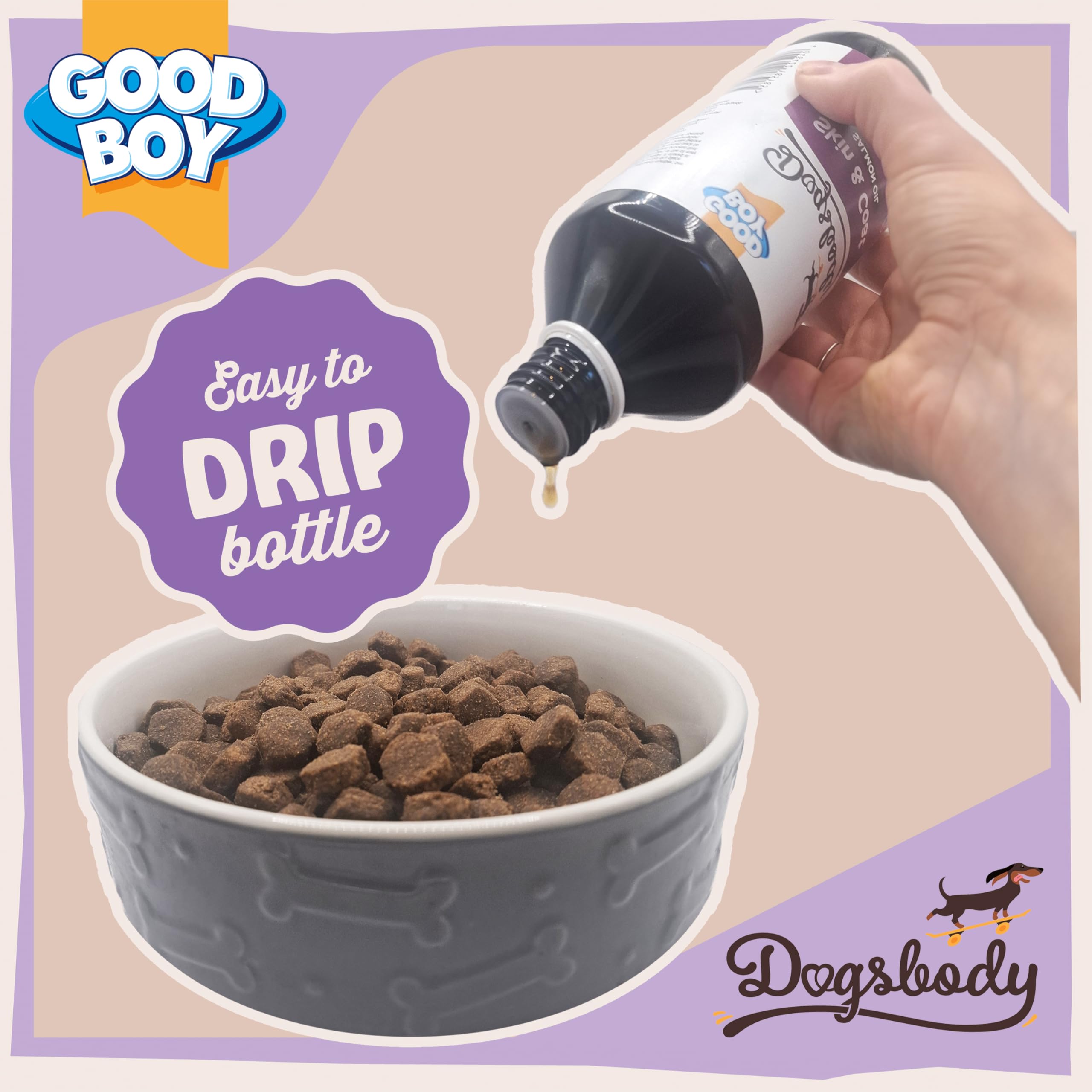 Good Boy Dogsbody Norwegian Salmon Oil For Dogs 500ml - Natural Omega 3, 6 and 9, Fish Oil Supplement for Healthy Skin and Coat - Image 3