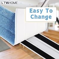 Vista 4 de LTWHOME Almohadillas de repuesto de microfibra comercial de 24 pulgadas en color azul para limpieza de suelos húmedos o secos (paquete de 6)