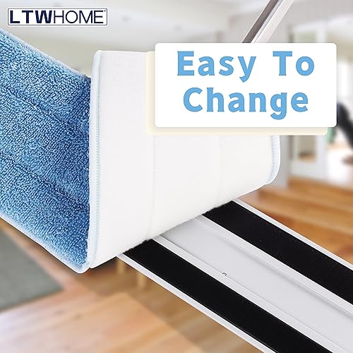 Miniatura 4 de LTWHOME Almohadillas de repuesto de microfibra comercial de 24 pulgadas en color azul para limpieza de suelos húmedos o secos (paquete de 6)