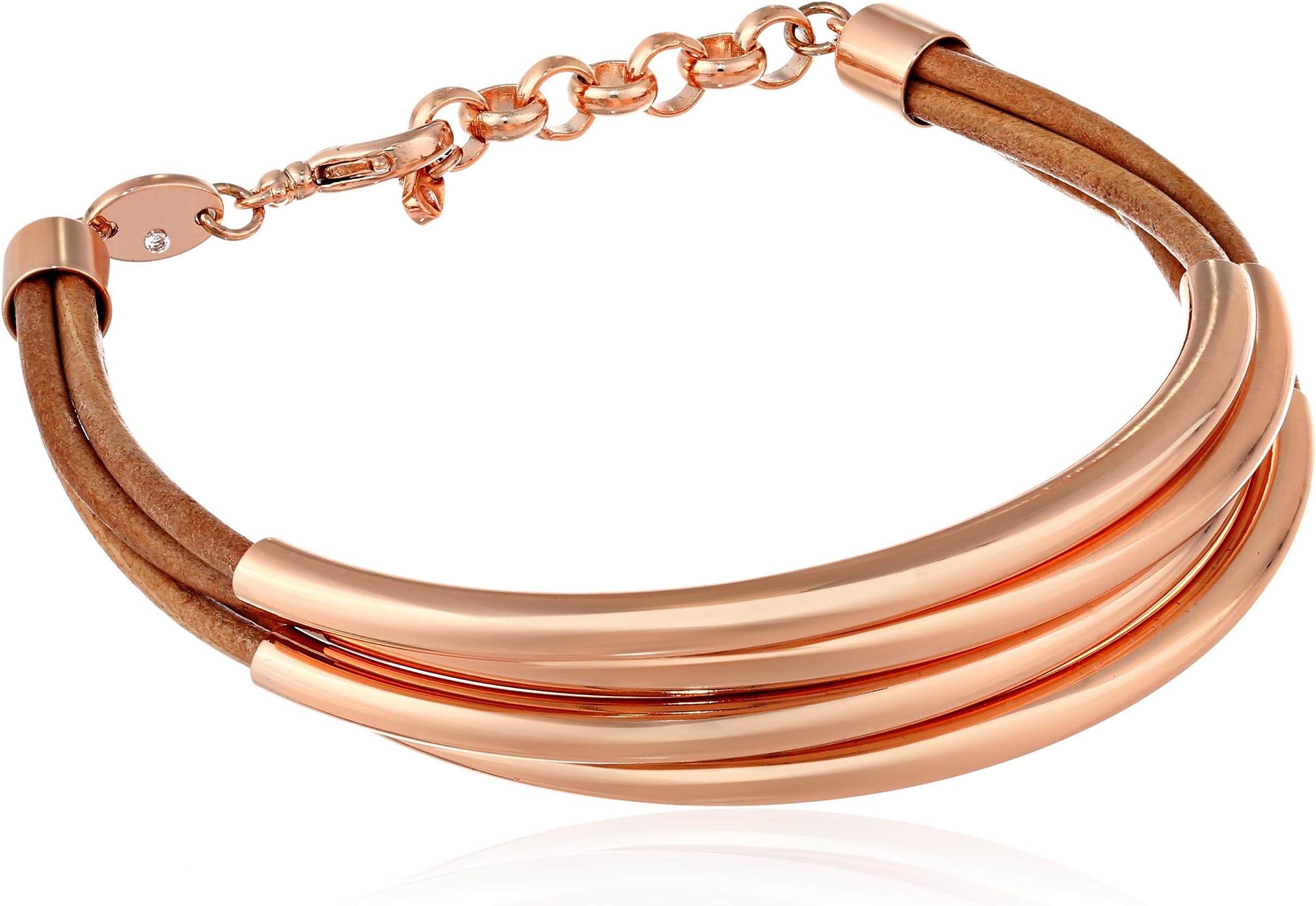 Fossil Metal Tube Rose Gold-Tone Bracelet, 5"