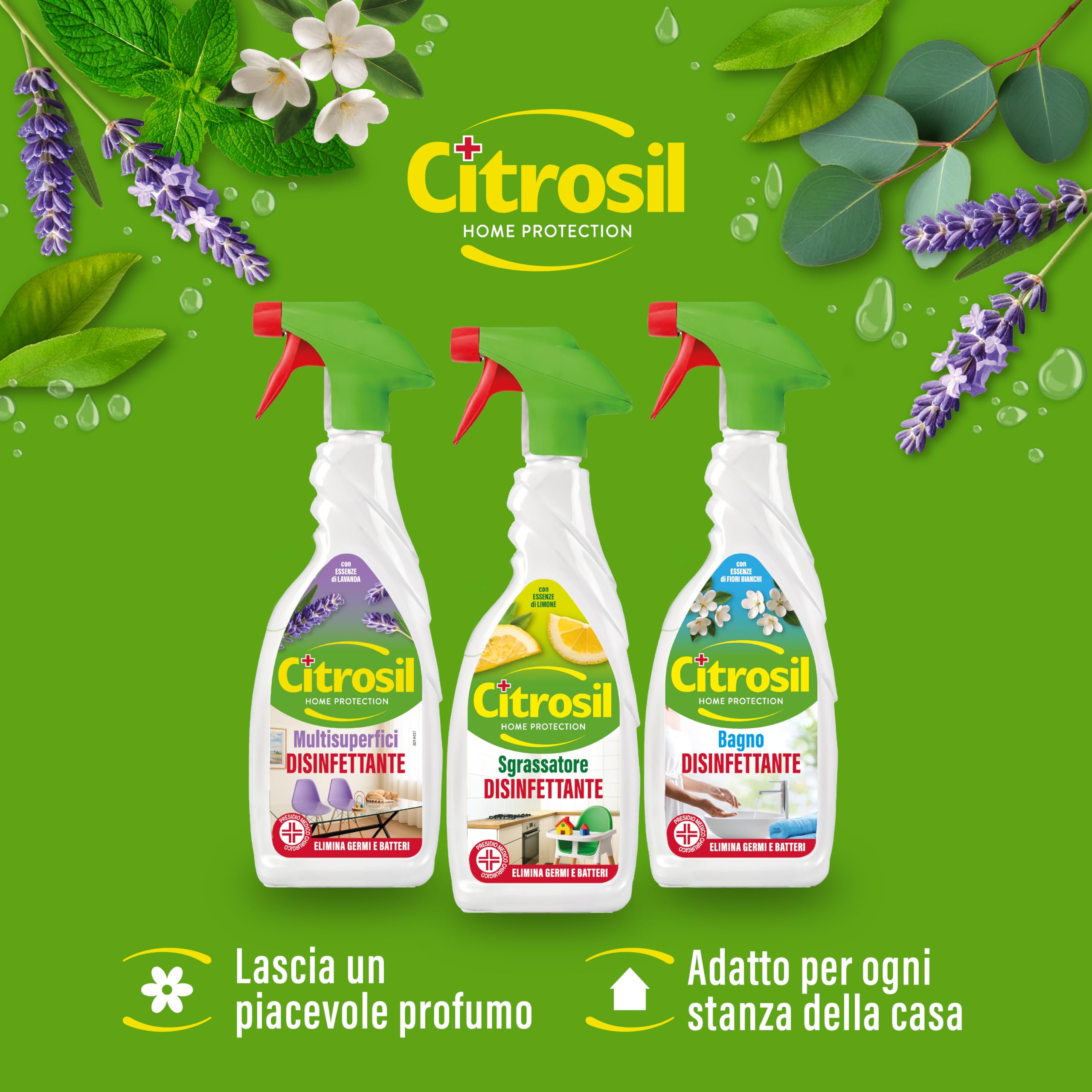 Citrosil Sgrassatore Disinfettante Superfici, essenze di limone, 650 ml x12 | Sgrassa a fondo ed elimina fino al 99,9% di germi e batteri. Grazie alle essenza di limone lascia una piacevole profumo