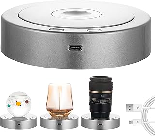 Rotating Display Stand - Spinning Display Stand with Colored Lights - Lighted LED Base for Glass Art with 4 Revolving & 8 Light Modes - Electric & Battery-Operated Platform - 5.1x1.2