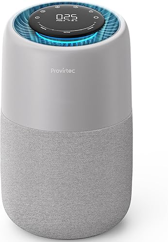 Purificador de aire para dormitorio y hogar, sistema de filtración HEPA de 5 etapas, cubre hasta 916 pies cuadrados con monitor en tiempo real