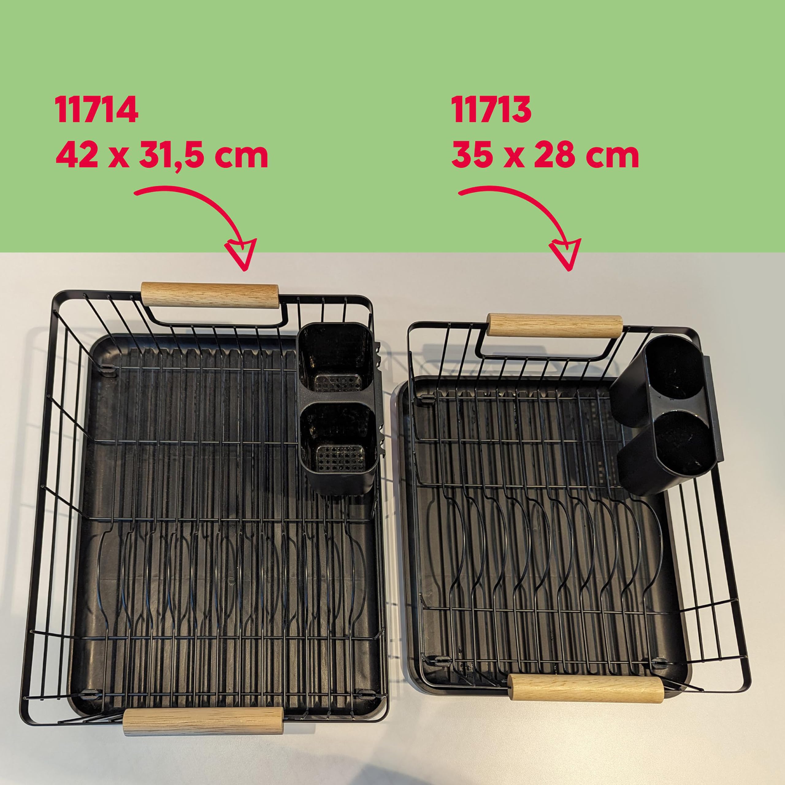 kela Escurridor de vajilla RICA de, metal Rejilla escurridora para 11 platos, 5 vasos, 2 cubiertos de plástico, negro