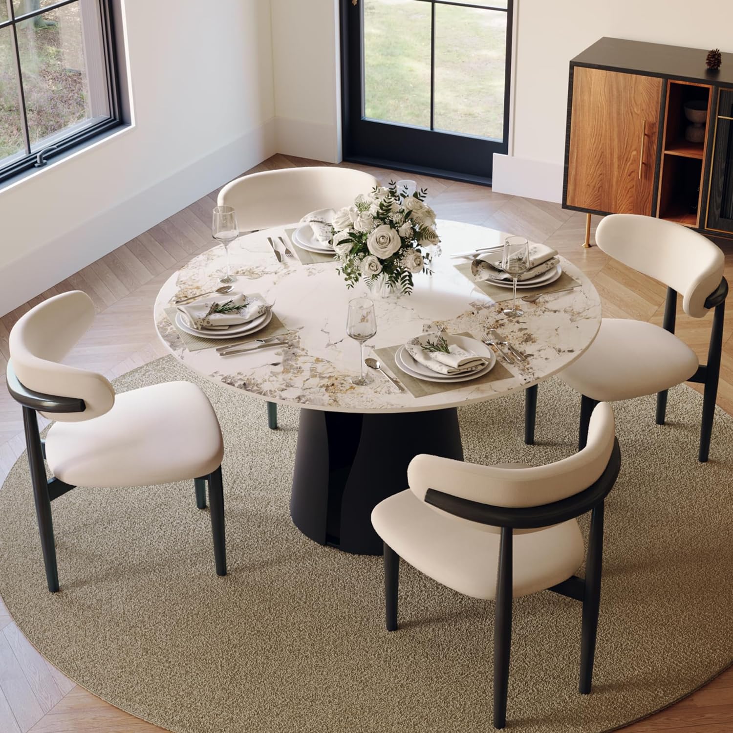 POVISON Round Sintered Stone Dining Table