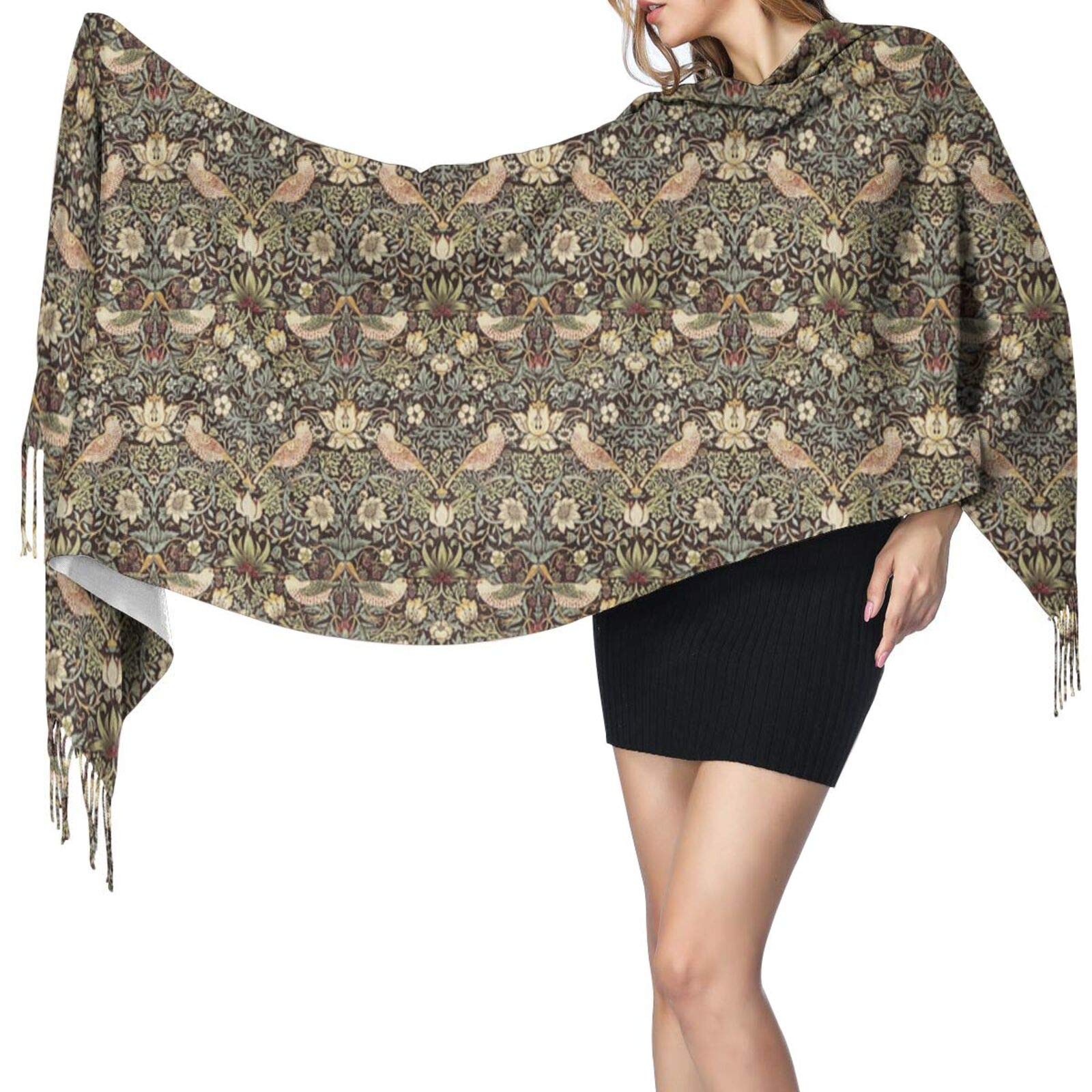 ODHHGDF William Morris Strawberry Thief Womens Winter Fashion Scarf Cashmere Feel Pashmina Shawl Wraps Soft Warm Blanket Long Scarves for Women
