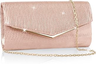 Larcenciel Women's Clutches, Shiny Envelope Evening Clutch Bag w/Detachable Chain, Elegant Handbags for Women, Glitter Crossbody Shoulder Bags for Wedding Prom Party Dinner, 23x13x5.5cm