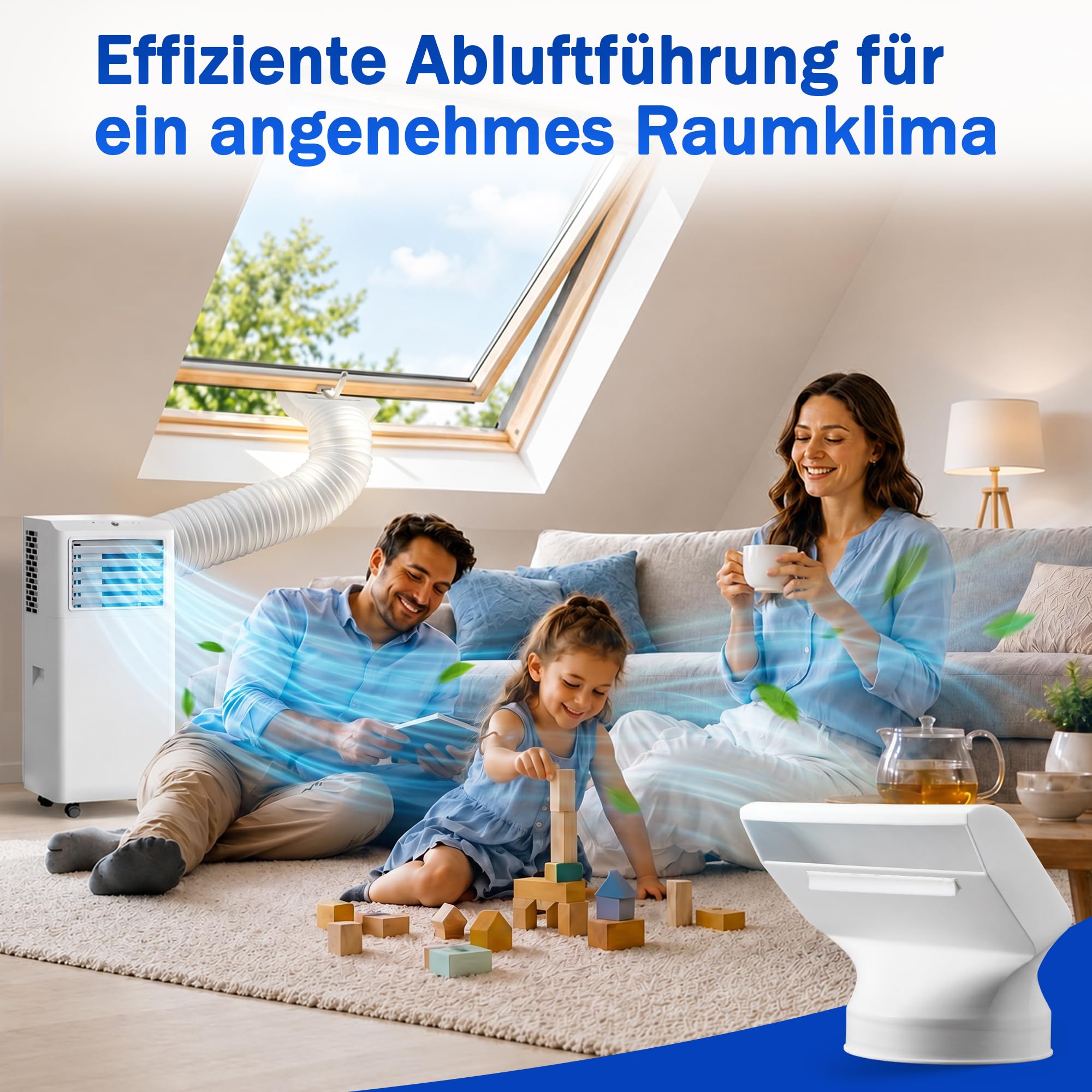 Enhon Fensteradapter Klimaanlage Abluft Ø150 mm, Klimaanlage Fensterabdichtung mit adaptivem Montagesystem, Fensterdurchführung für Kippfenster & Dachfenster, flache Öffnung 24,38 × 3,81 cm