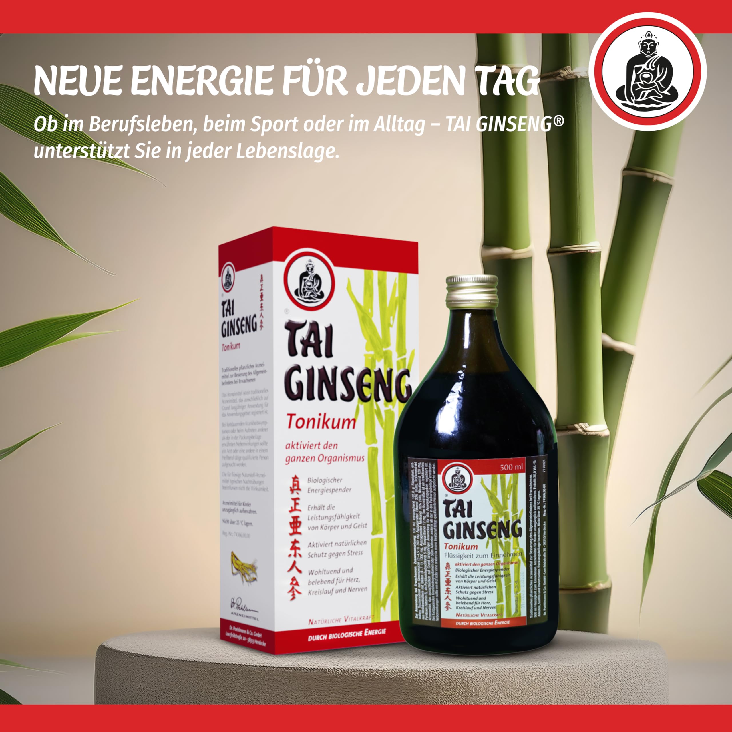 Tonikum 500 ml - Ginseng Wurzel Extrakt mit B-Vitaminen & Weißdorn Extrakt, Lebenskraft und Leistungsfähigkeit, für Erwachsene | Für mehr Vitalität im Alltag, tägliche Einnahme, für Erwachsene, traditionelle Rezeptur, Arzneimittelqualität aus Deutschland