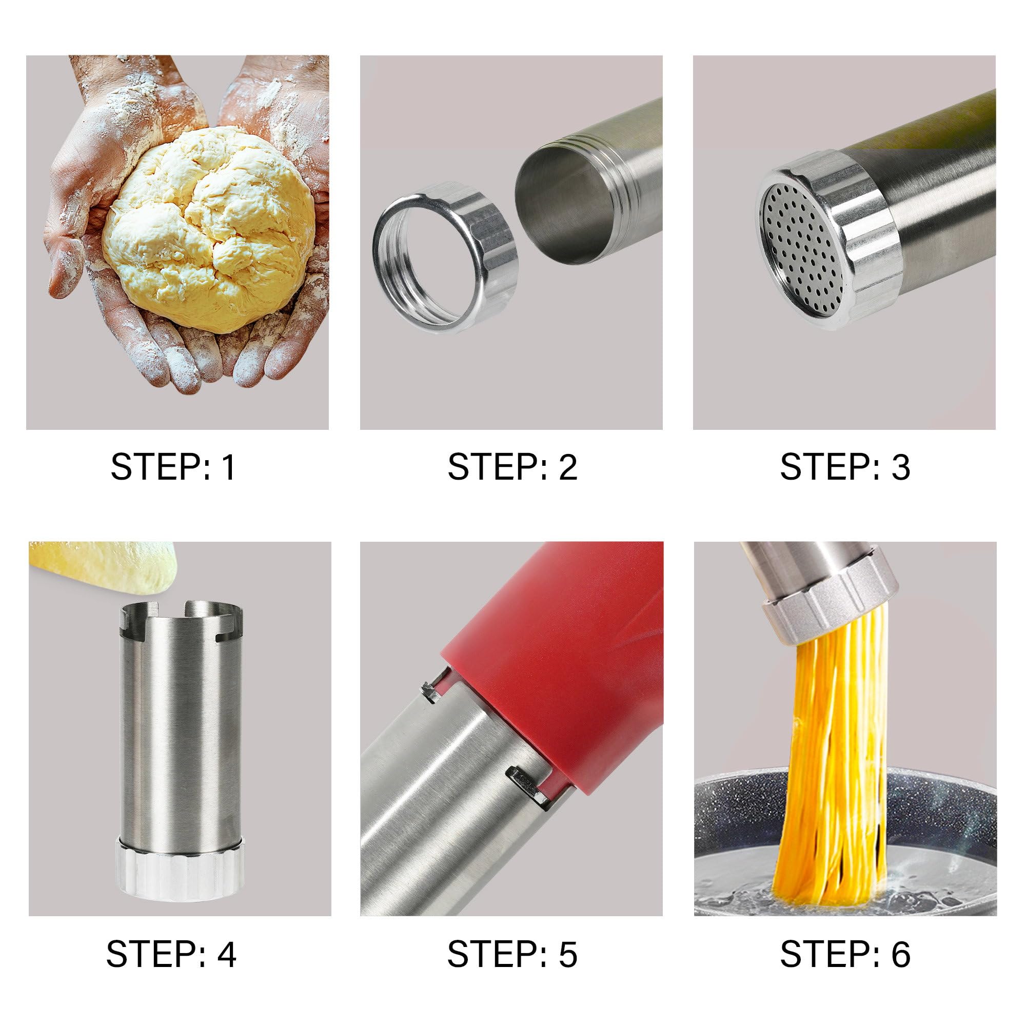 STONELINE Máquina de Pasta Eléctrica de Mano, Recargable USB 3000mAh 40 W, Máquina para hacer Pasta automática, con 8 Accesorios para Pasta Fresca Espaguetis Ñoquis Galletas Churros, Acero inoxidable,
