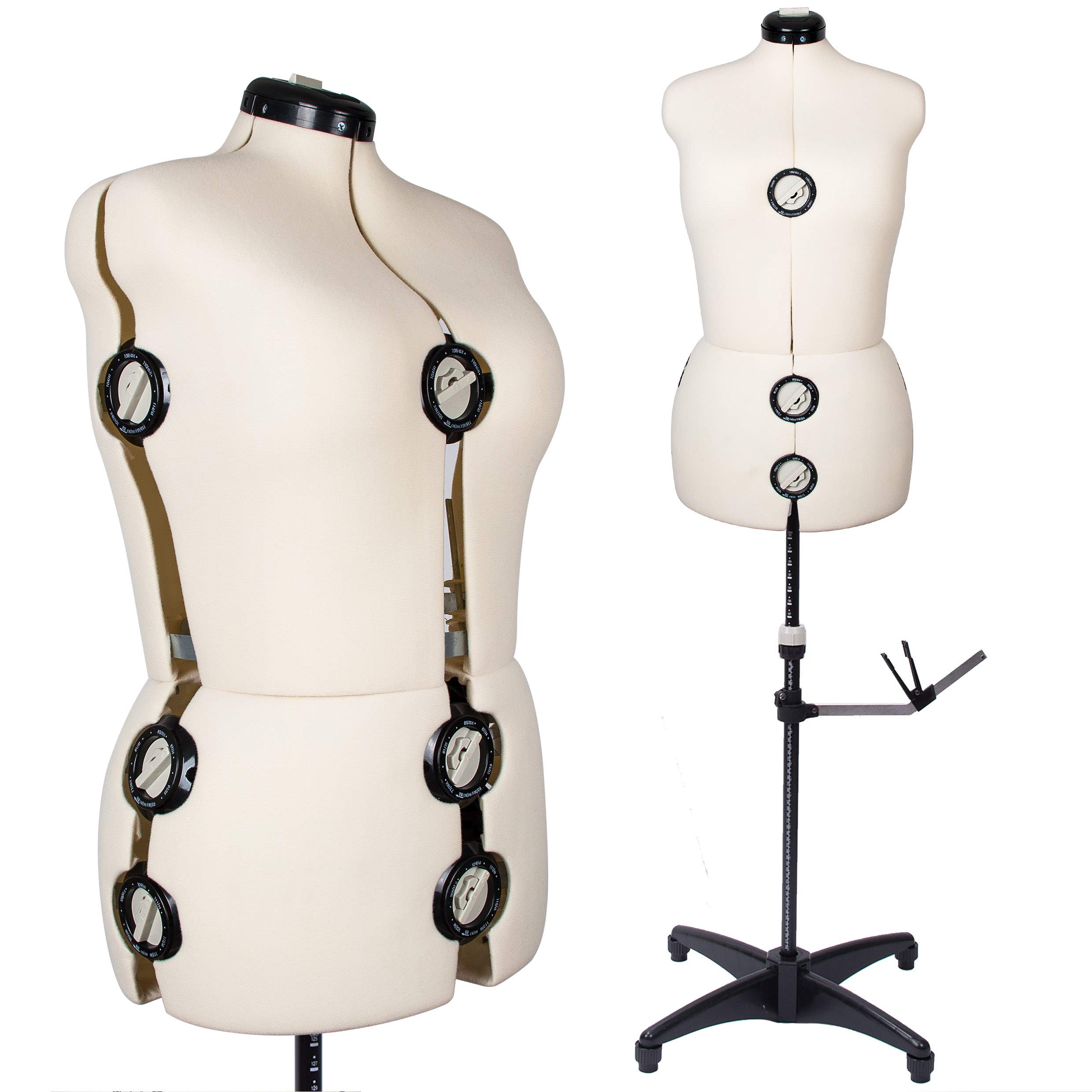 Beyond Your Thoughts Female Adjustable Mannequin Dummy Dress Form with 13 Dials for Sewing Dressmaking Tailors Mannequin Display Costume Beige for 8-14