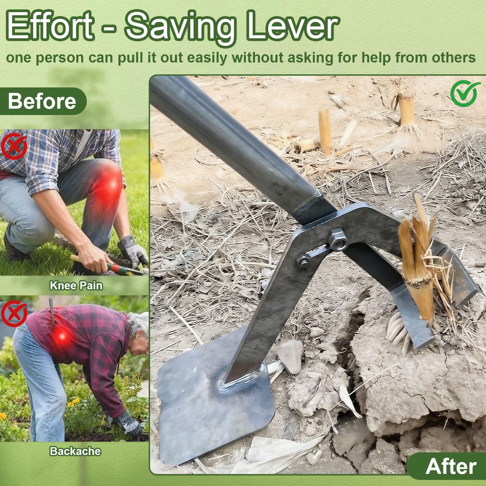Heavy Duty Salling Puller, rimozione della radice dell'albero con Maniglia Lunga per l'uproot di steli e arbusti di Legno, Il Design della Leva Riduce Il Ceppo Posteriore per la Pulizia del Terreno