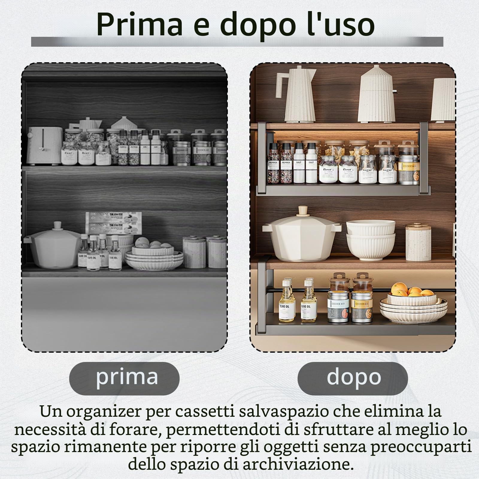 Mensola Sospesa Da Cucina, Mensola Regolabile Cestello Sottopensile In Metallo Portaspezie Estensibile In Larghezza 24-45cm Libreria Sospesa Per Sottopensile Da Cucina