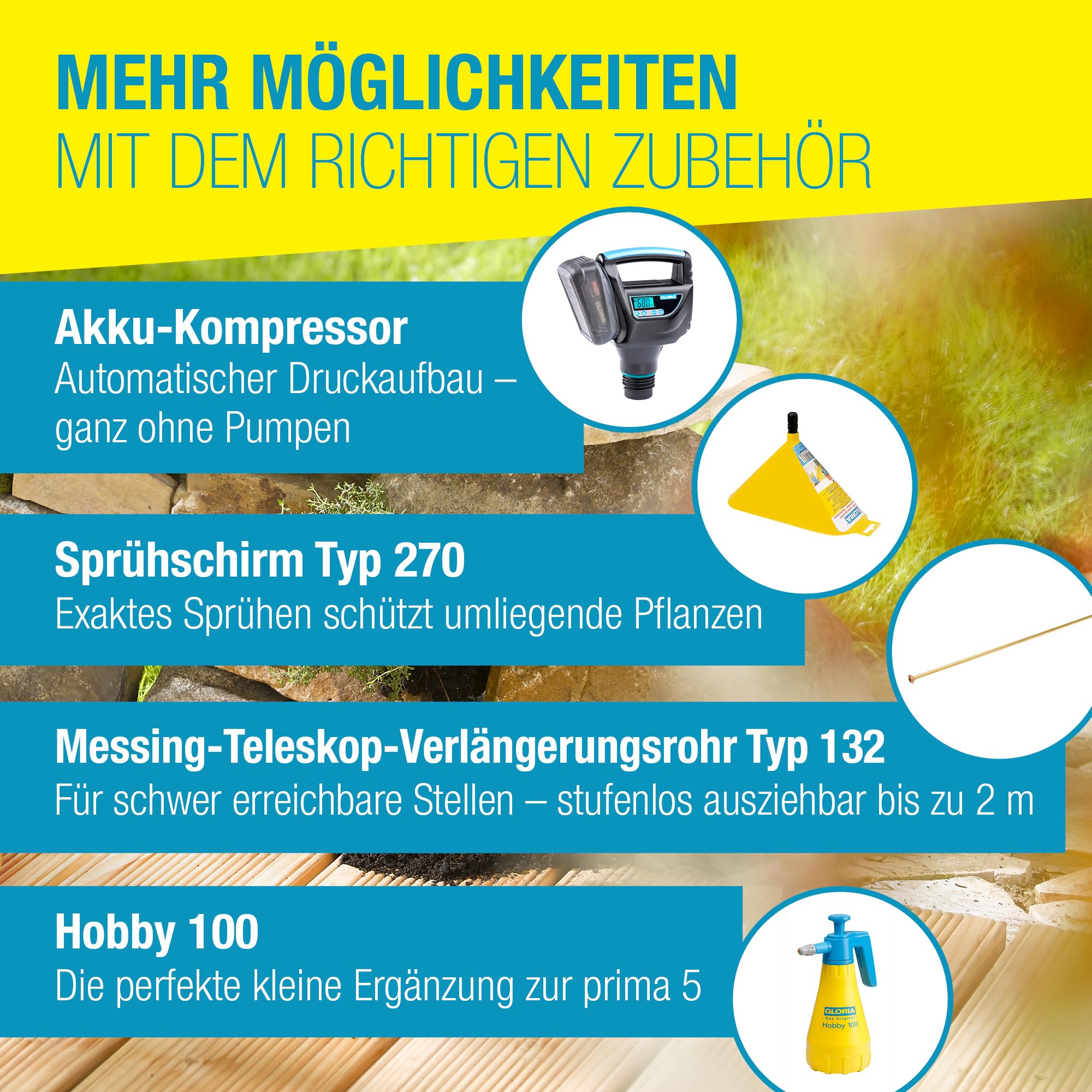 GLORIA Drucksprühgerät prima 5 | 5 Liter Gartenspritze & Drucksprüher | Pumpsprühflasche für Pflanzenschutz & Unkrautvernichter | Sprühflasche für Garten & Pflanzen