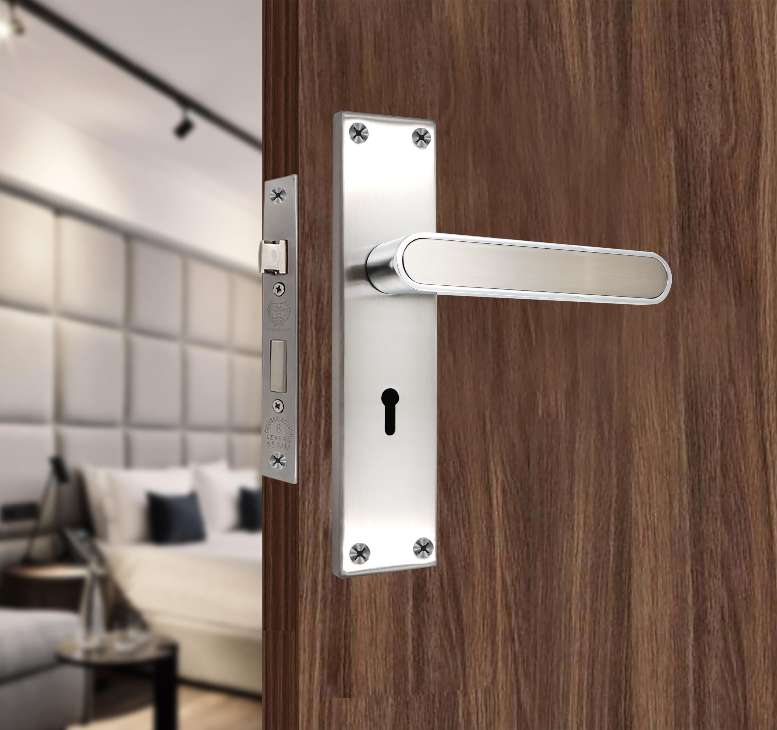 Harrison Rolls Royce-93898 Sleek White Metal 8inch Mortise Door Handle and 65mm Lock Set with CP Matt Finish Door Locks for Main Door, Suitable for Office/Hotel/Home (B0D3L7GT6S) Amazon Price History, Amazon Price Tracker