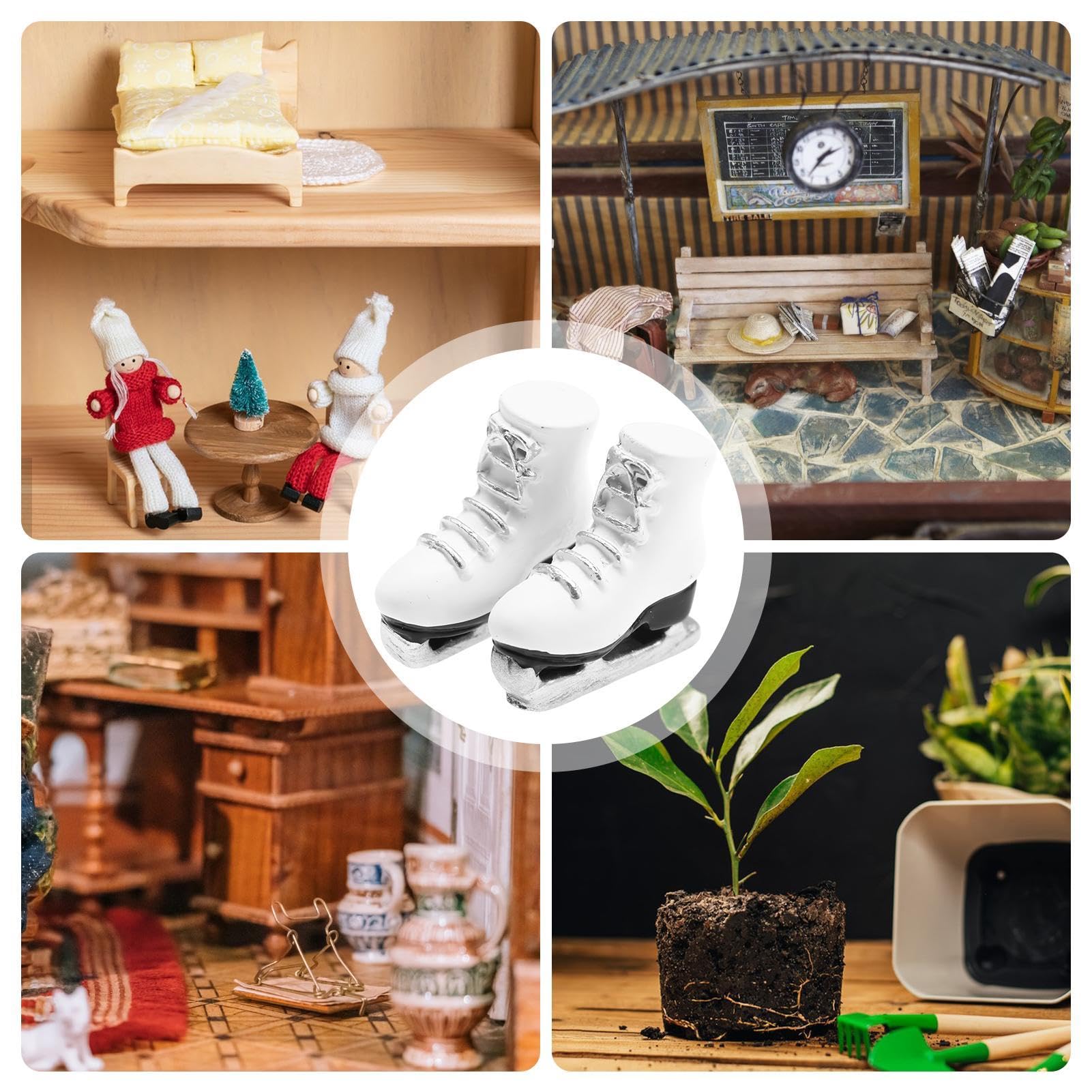 Amazon.co.jp: ドールローラースケート、ミニチュアホワイトローラー