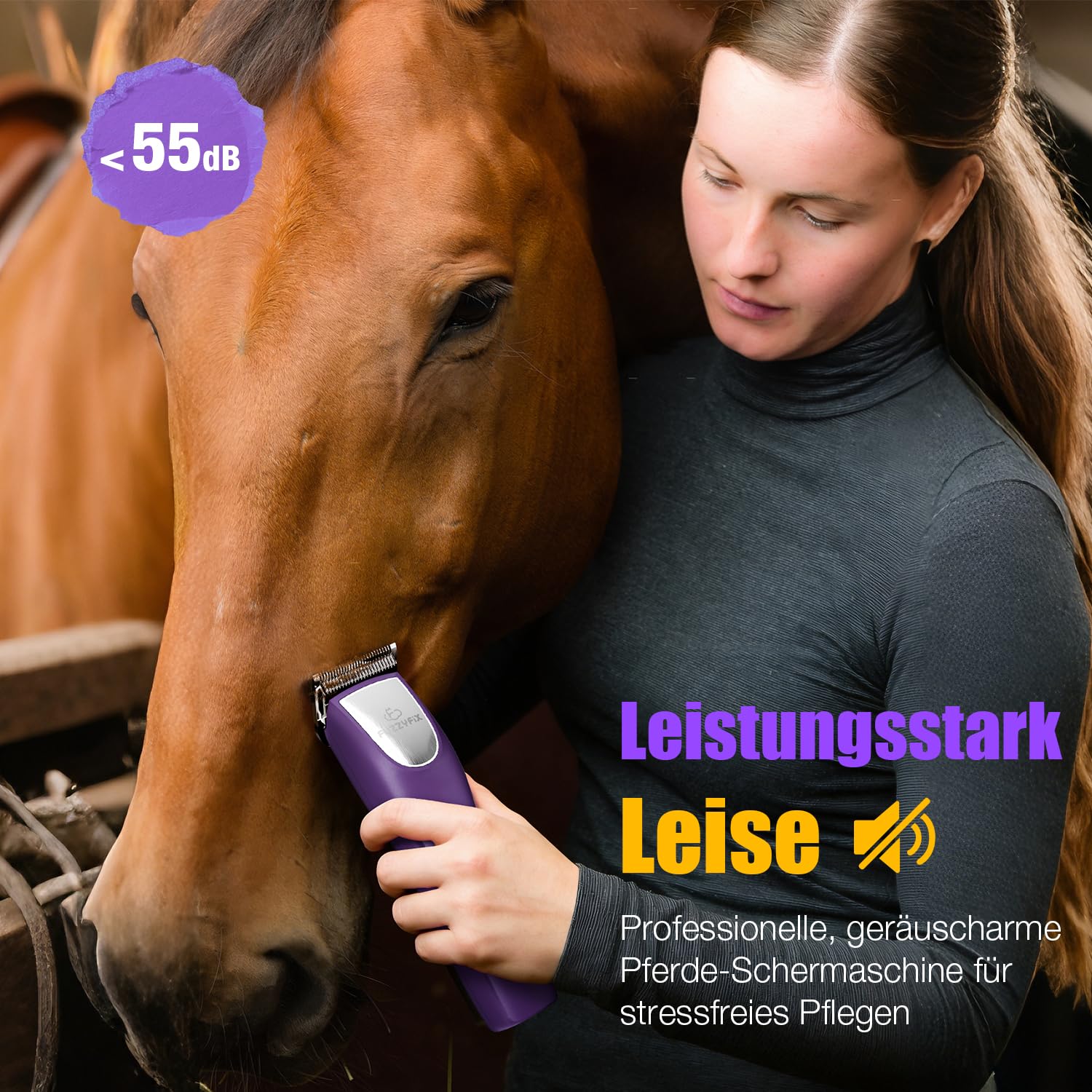 Kabelloses Schermaschine Pferd,2 Geschwindigkeits Ergonomisches Design Leise Schermaschine für Pferde A5 Klinge für Dickes und Verfilztes Haar geeignet für Dicke Pferdhaare