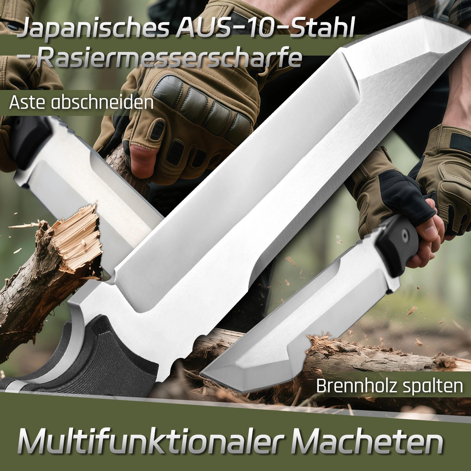 Dream Reach Machete Scharf Echt - Full Tang Outdoor Messer mit Ergonomischer Griff Feststehend Messer mit Scheide für Camping Geschenke für Männer
