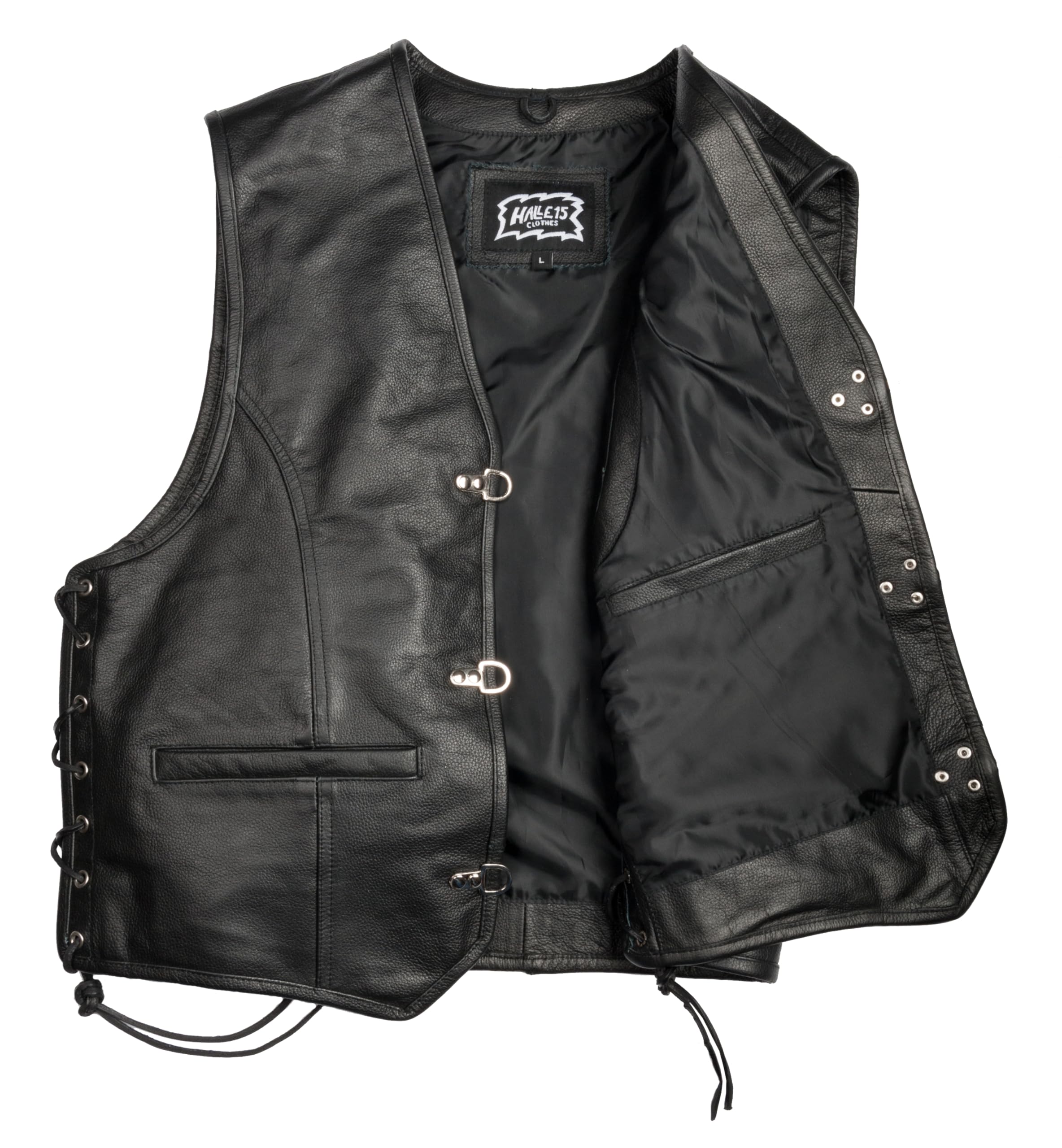 Biker Lederweste mit Schnallen Lederkutte Bikerweste Echtleder H15 Merch !