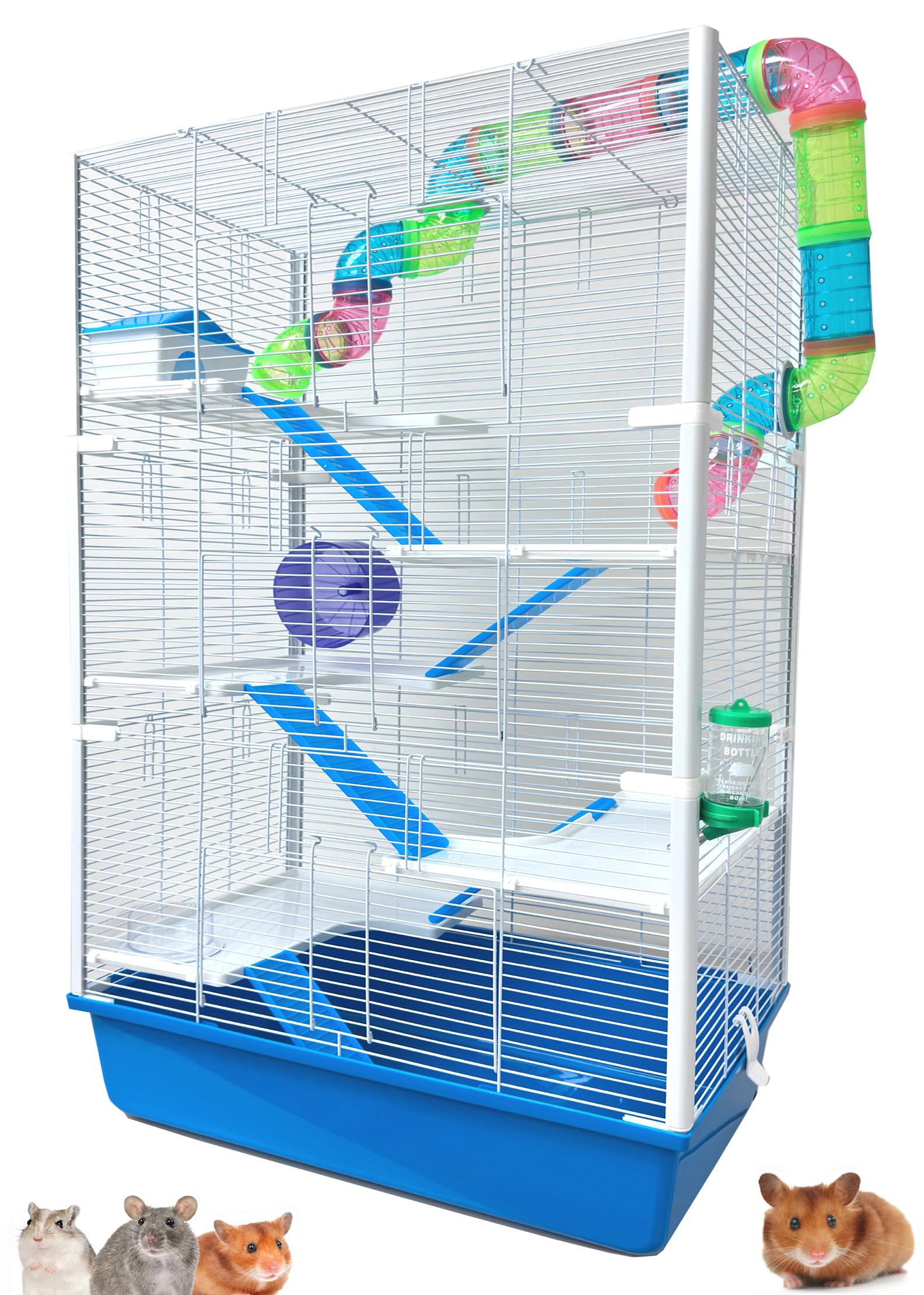 Torre alta extra grande de varios niveles, fácil instalación, hámster, palacio, jerbo, hábitat, ratón, casa, ratones, bichos, jaula para el hogar con juego completo de accesorios, base profunda