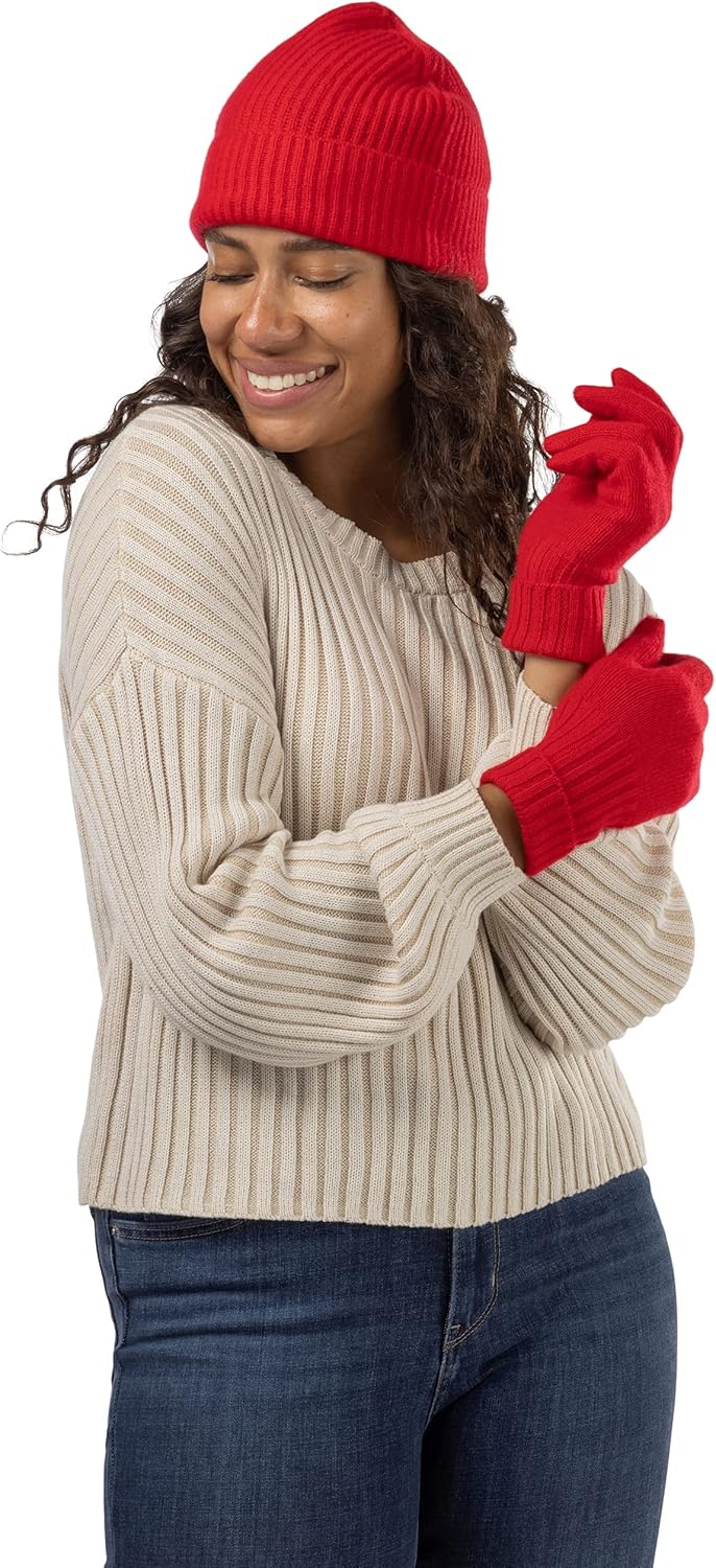 Fishers Finery Women's 100% Pure Cashmere Ribbed Hat Glove Set | Gift Box - Image 2