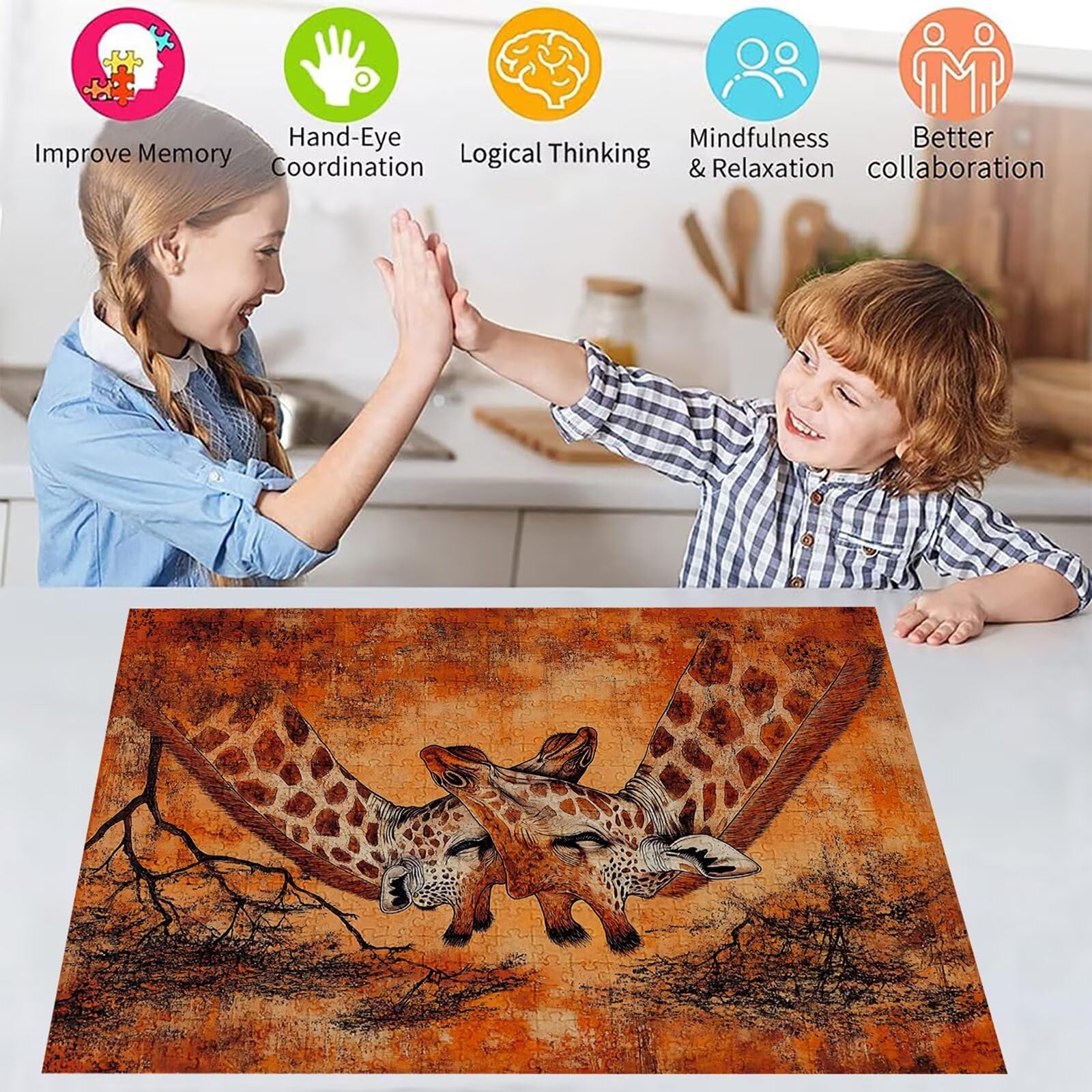 Puzzle 3000 elementów żyrafa puzzle dla dorosłych zwierzę 122 x 81 cm unikalne rzemiosło klasyczne 3D drewniana układanka do rodzinnych gier aktywnych, układanka zrób to sam do dekoracji ścian domu