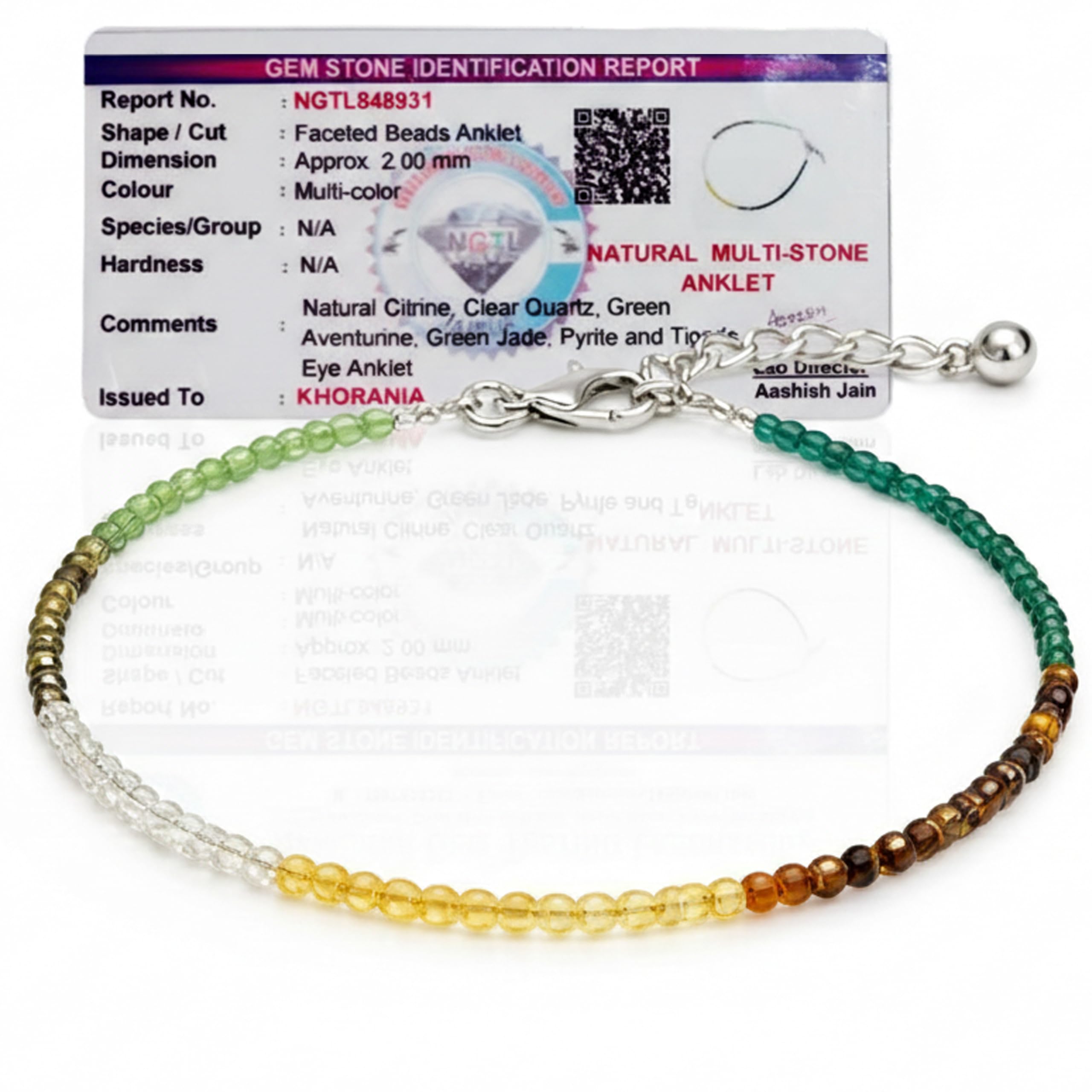 Dhan Yog Anklet | Attracts Wealth & Financial Prosperity | Pyrite, Citrine, & Aventurine Anklet | Astrology Dhanyog Bracelet for Men & Women | Certificate of Authenticity